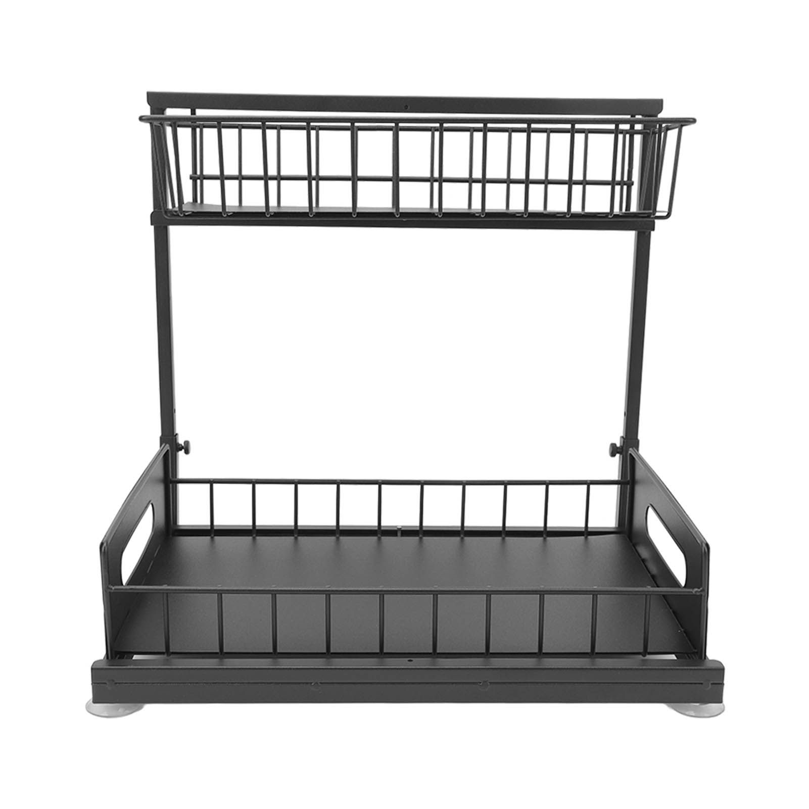 Under Sink Organizers and Storage Sliding Cabinet Basket Organizer 2 Tier Under Bathroom Storage Rack for Bathroom Kitchen Black - Image 2