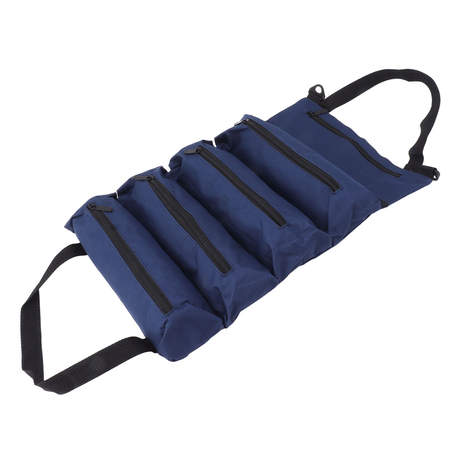 Roll Up Tool Bag 5 Zipper Pockets Portable Oxford Cloth Electricians Tool Bag for Carpenter Plumber Blue - Image 2