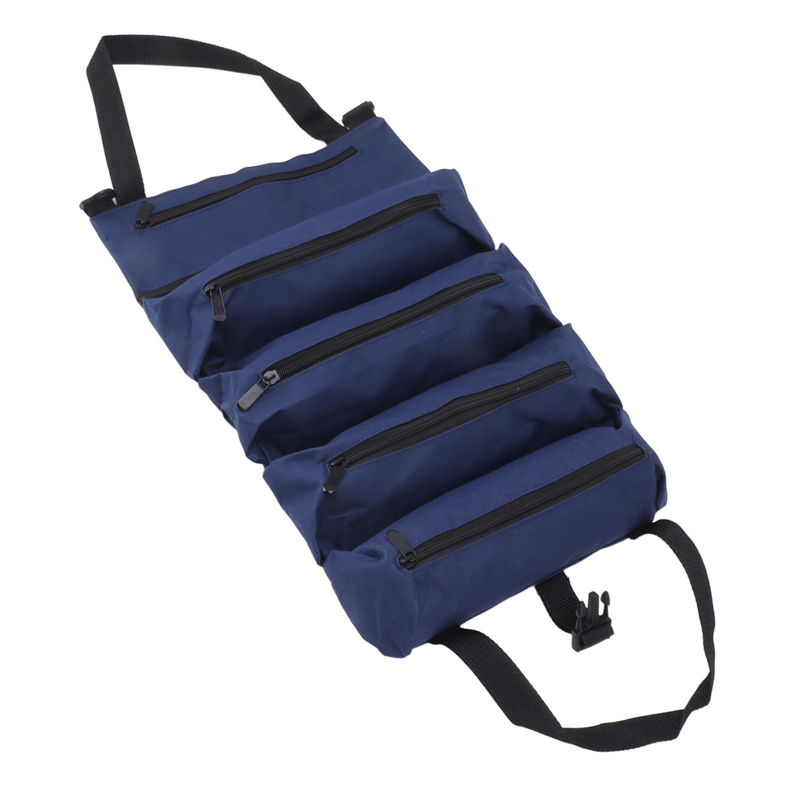 Roll Up Tool Bag 5 Zipper Pockets Portable Oxford Cloth Electricians Tool Bag for Carpenter Plumber Blue - Image 3