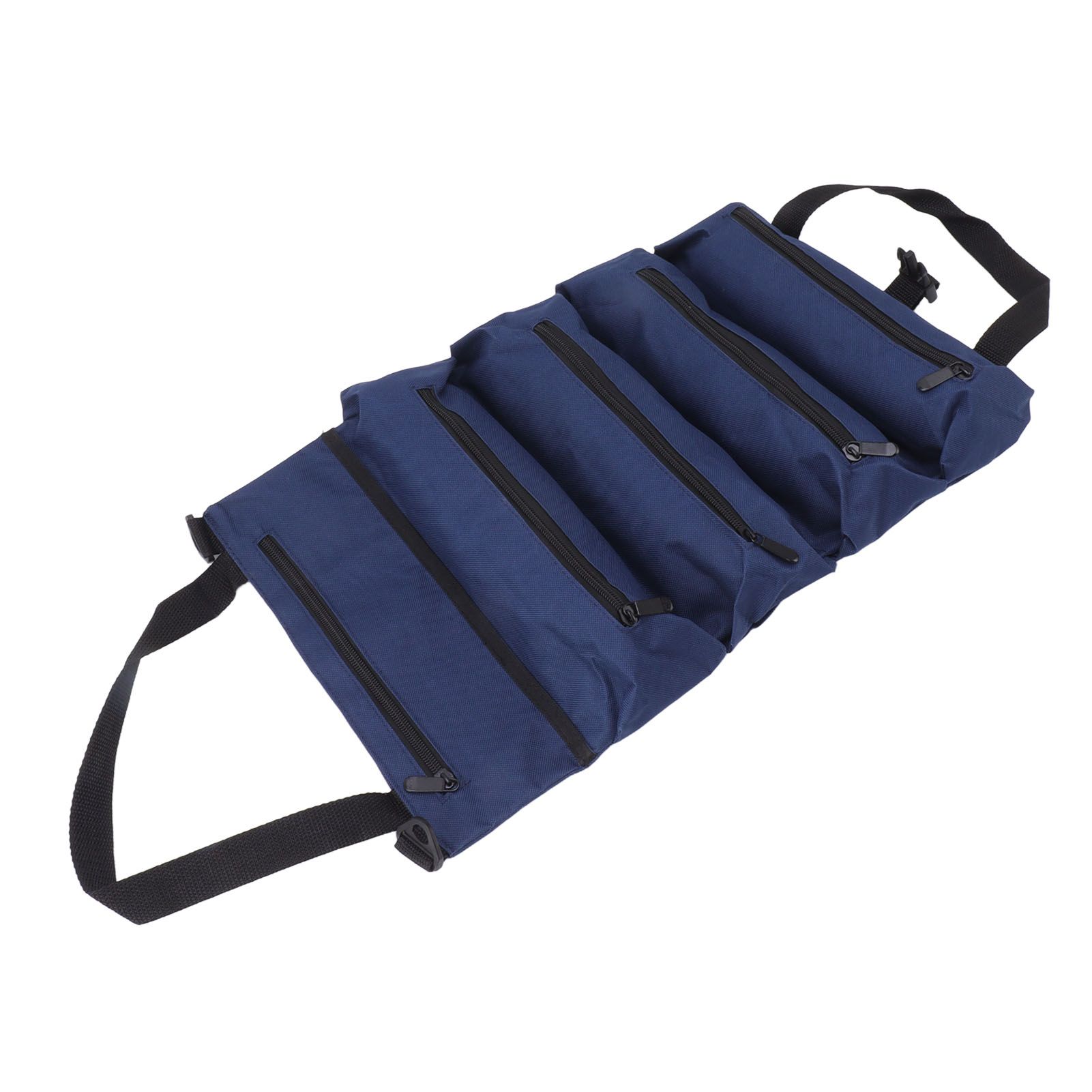 Roll Up Tool Bag 5 Zipper Pockets Portable Oxford Cloth Electricians Tool Bag for Carpenter Plumber Blue - Image 5