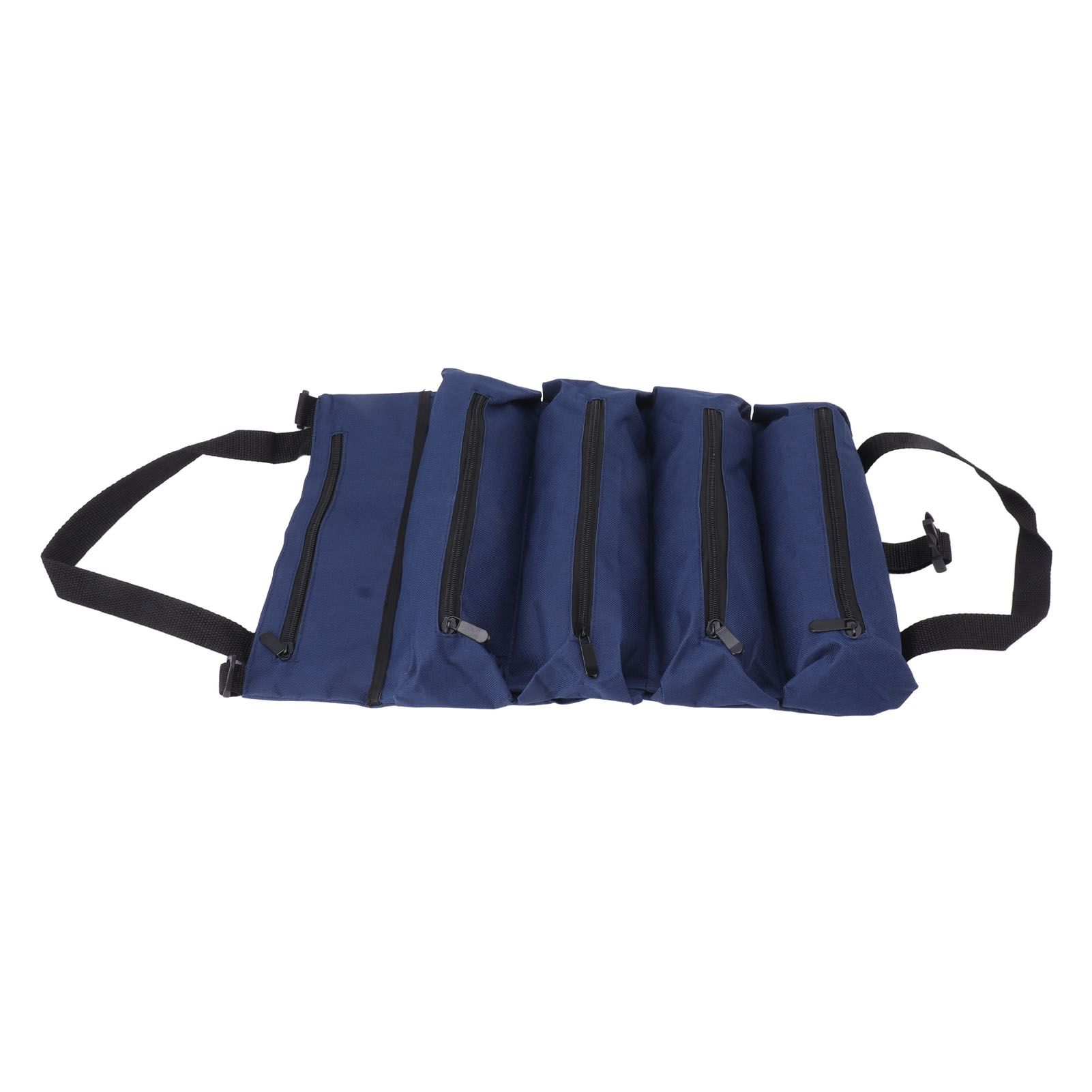 Roll Up Tool Bag 5 Zipper Pockets Portable Oxford Cloth Electricians Tool Bag for Carpenter Plumber Blue - Image 6