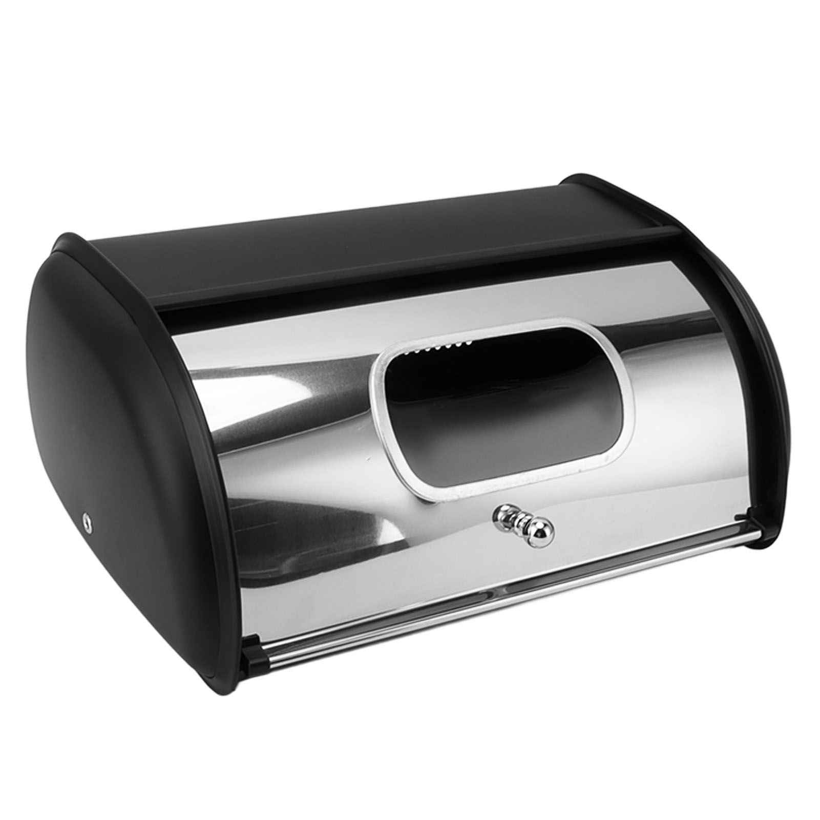 Bread Bin Bread Box Bread Holder Storage Container With Small Window for Kitchen Countertop Black - Image 1