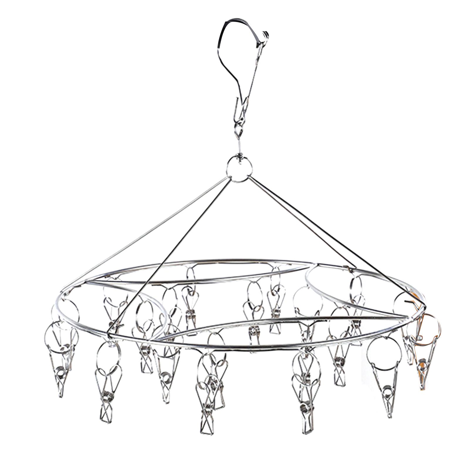 Clothes Drying Hanger Stainless Steel Multi Clip Laundry Drip Hanging Rack for Underwear Socks Hat Round - Image 1