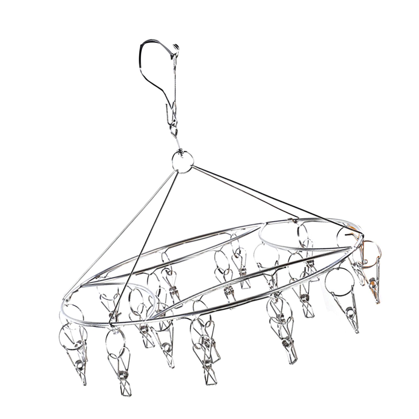 Clothes Drying Hanger Stainless Steel Multi Clip Laundry Drip Hanging Rack for Underwear Socks Hat Round - Image 2