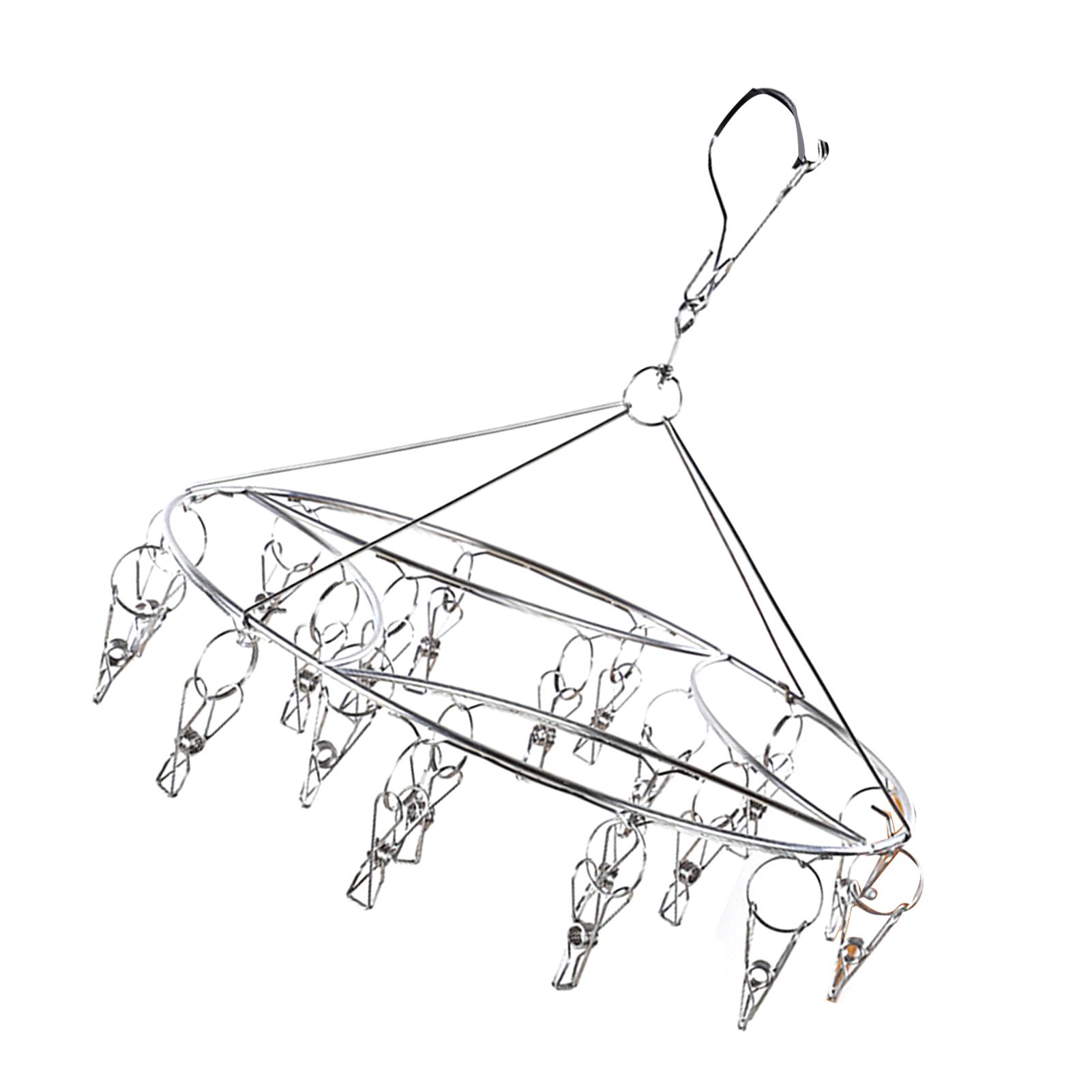 Clothes Drying Hanger Stainless Steel Multi Clip Laundry Drip Hanging Rack for Underwear Socks Hat Round - Image 3