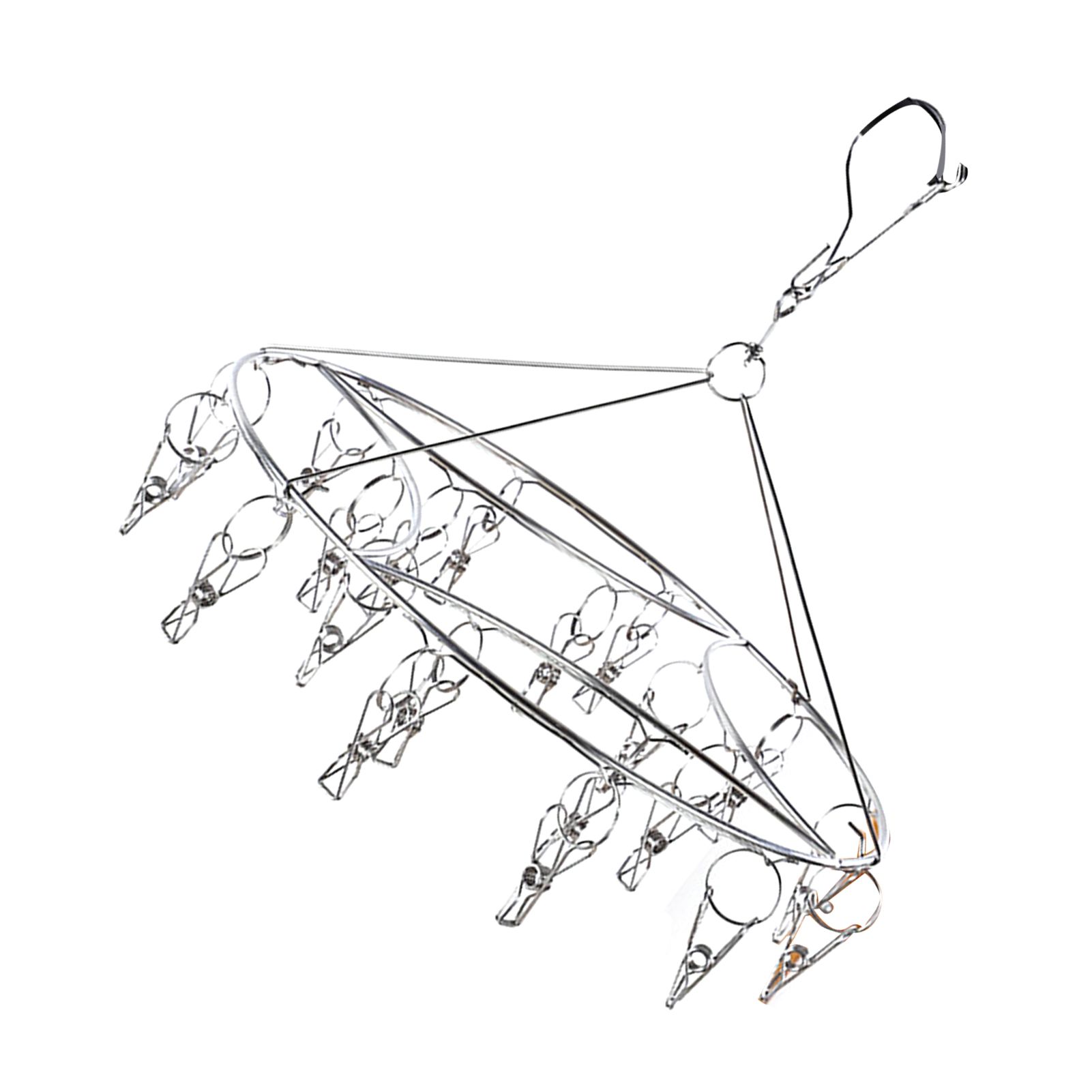 Clothes Drying Hanger Stainless Steel Multi Clip Laundry Drip Hanging Rack for Underwear Socks Hat Round - Image 4