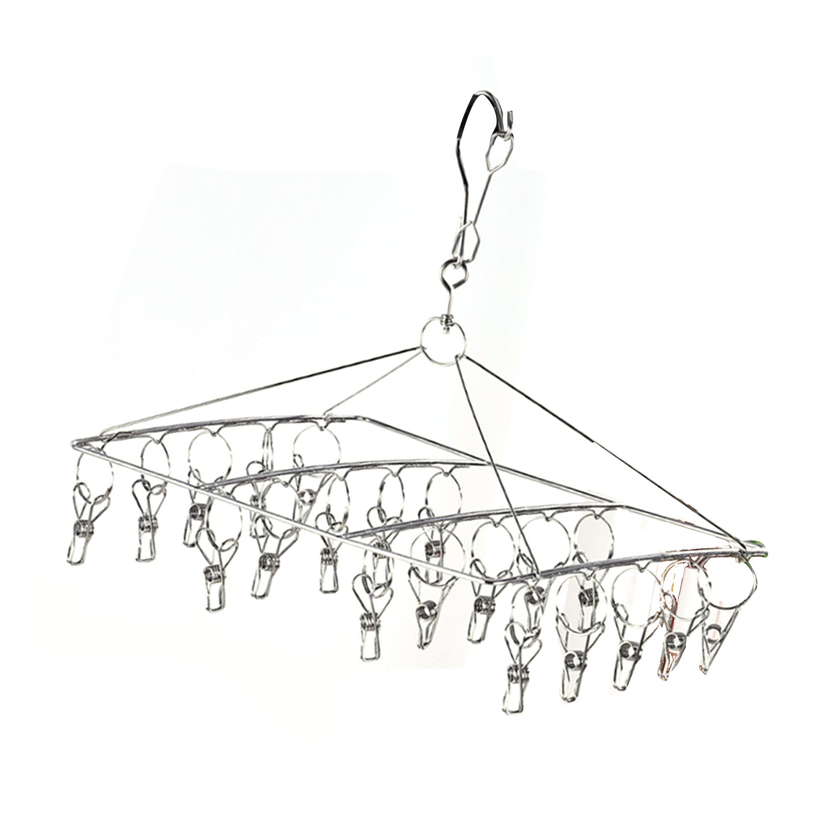 Clothes Drying Hanger Stainless Steel Multi Clip Laundry Drip Hanging Rack for Underwear Socks Hat Square - Image 2