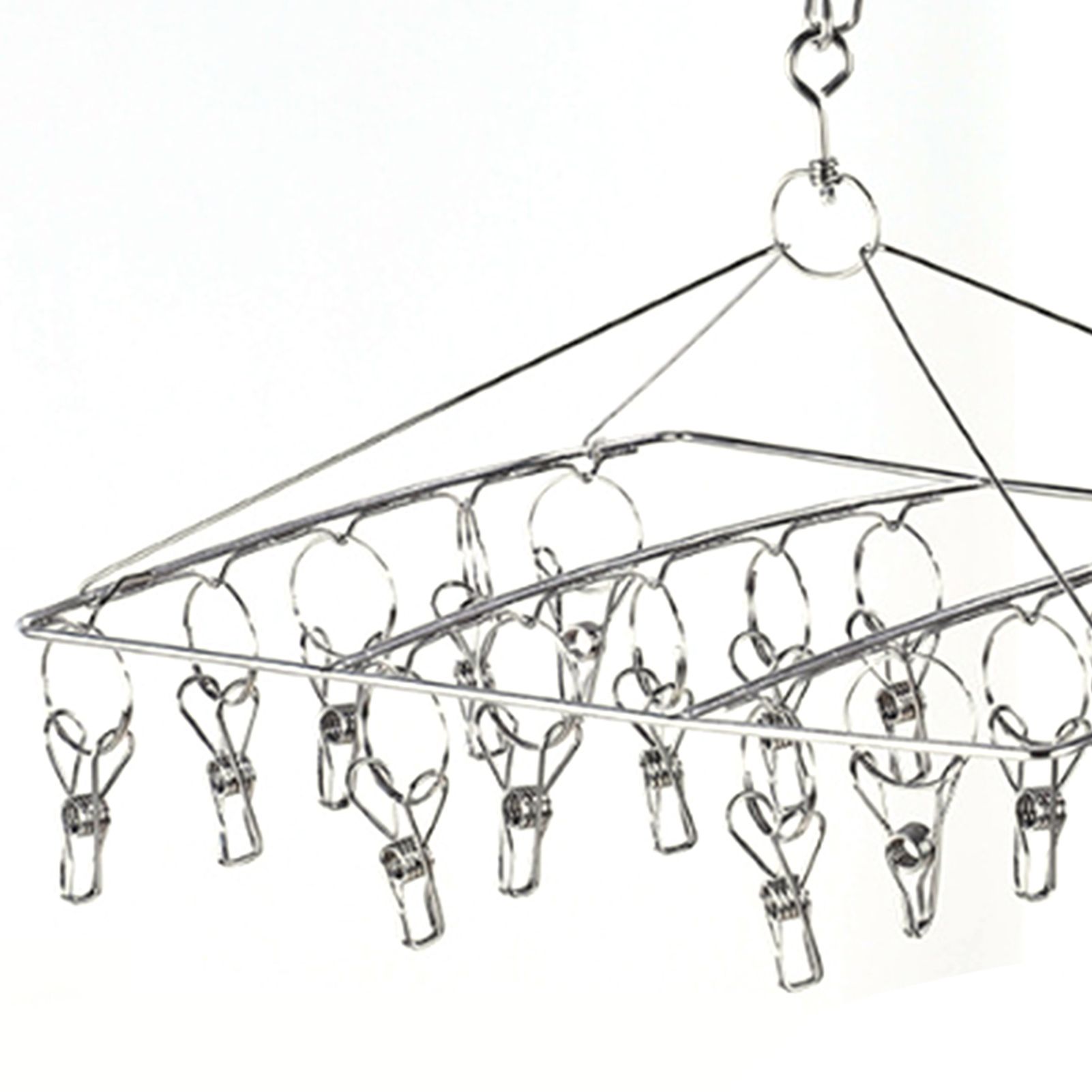 Clothes Drying Hanger Stainless Steel Multi Clip Laundry Drip Hanging Rack for Underwear Socks Hat Square - Image 8