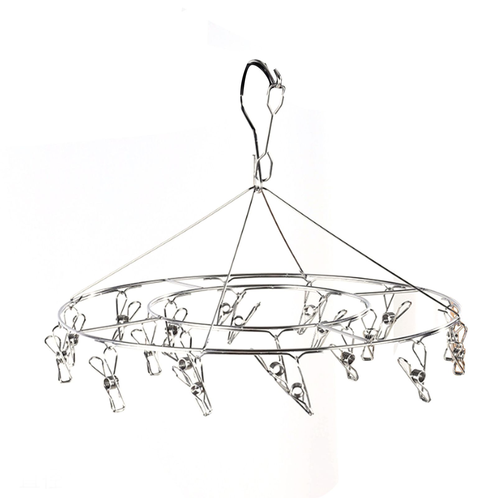Clothes Drying Hanger Stainless Steel Multi Clip Laundry Drip Hanging Rack for Underwear Socks Hat No Loop Round - Image 1