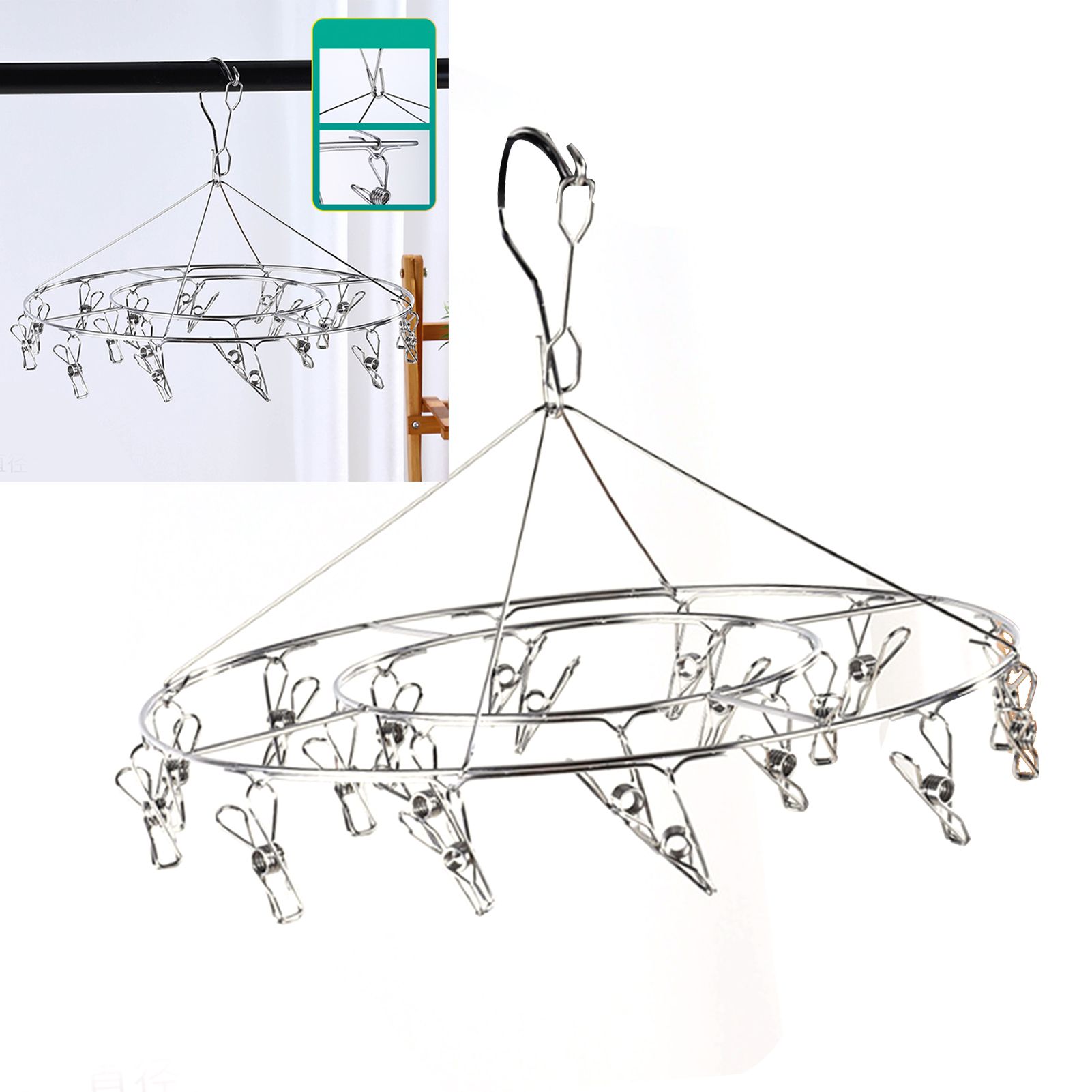 Clothes Drying Hanger Stainless Steel Multi Clip Laundry Drip Hanging Rack for Underwear Socks Hat No Loop Round - Image 5