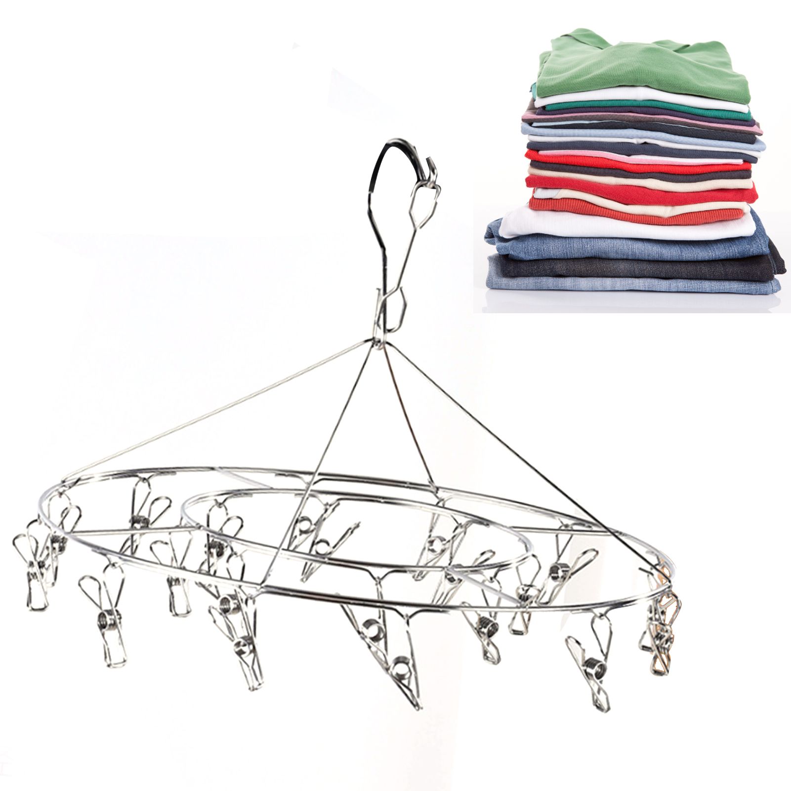 Clothes Drying Hanger Stainless Steel Multi Clip Laundry Drip Hanging Rack for Underwear Socks Hat No Loop Round - Image 6