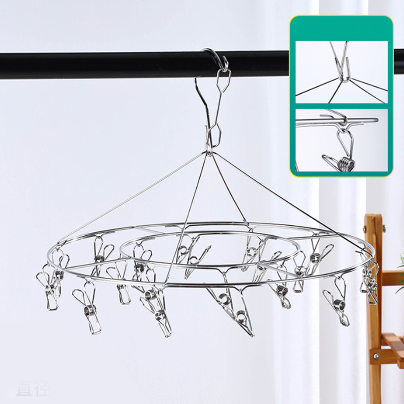 Clothes Drying Hanger Stainless Steel Multi Clip Laundry Drip Hanging Rack for Underwear Socks Hat No Loop Round - Image 7