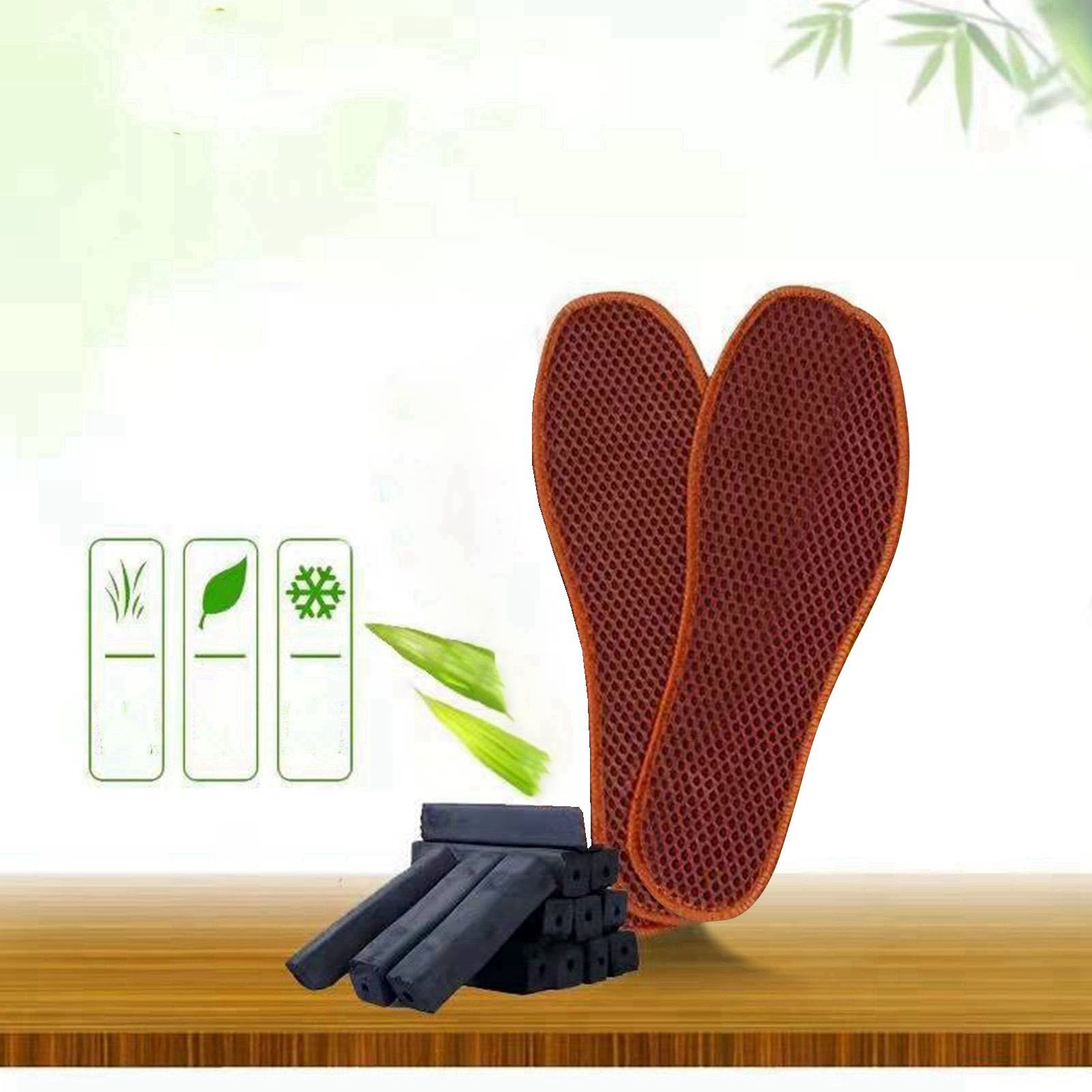 Bamboo Charcoal Deodorant Mesh Insoles Breathable Absorb Sweat Shoe Pads for Men Women Khaki 41 - Image 6