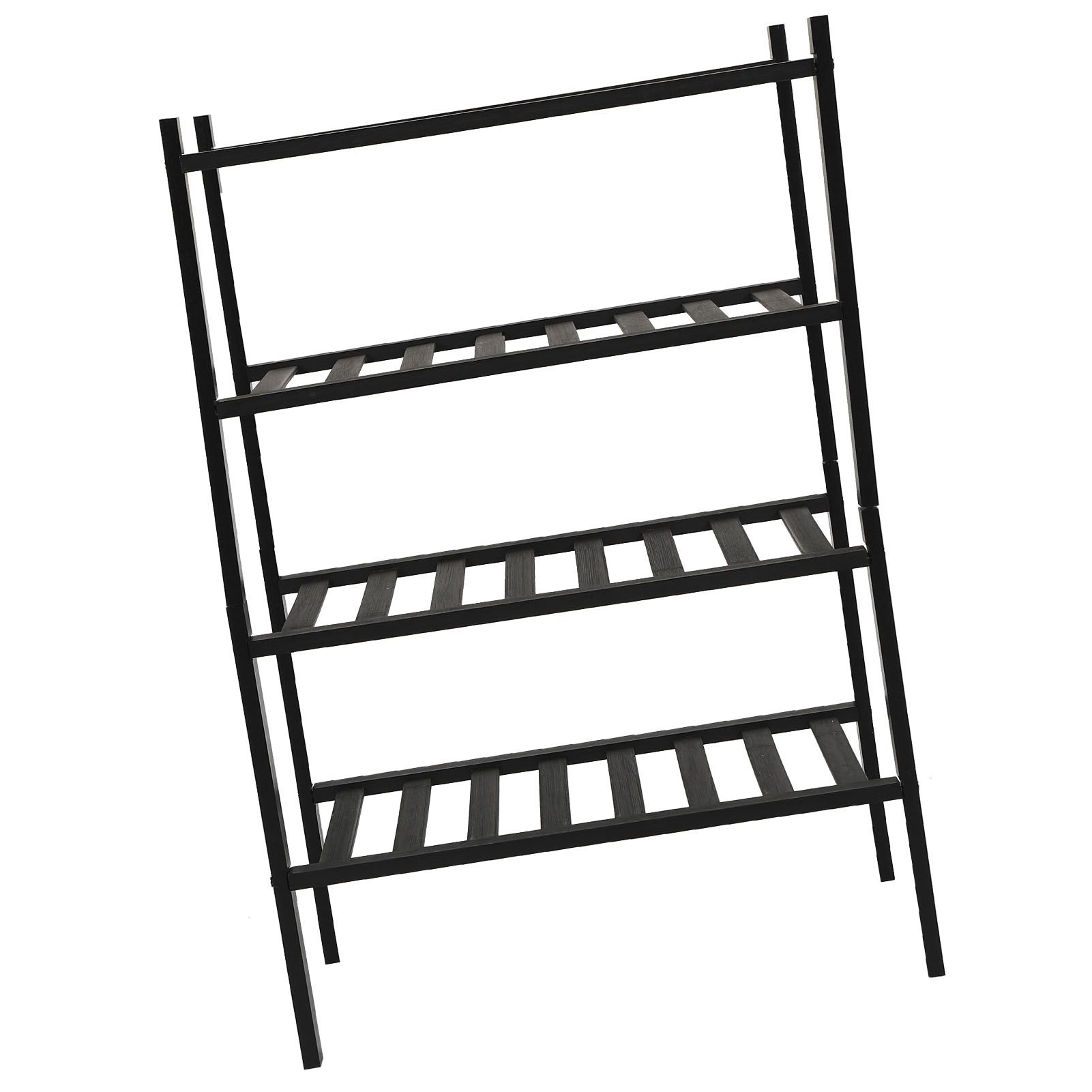 Bamboo Shoe Rack Stackable Shoe Shelf Storage Organizer for Closet Entryway Hallway Bathroom Living Room Black 4 Layer - Image 5