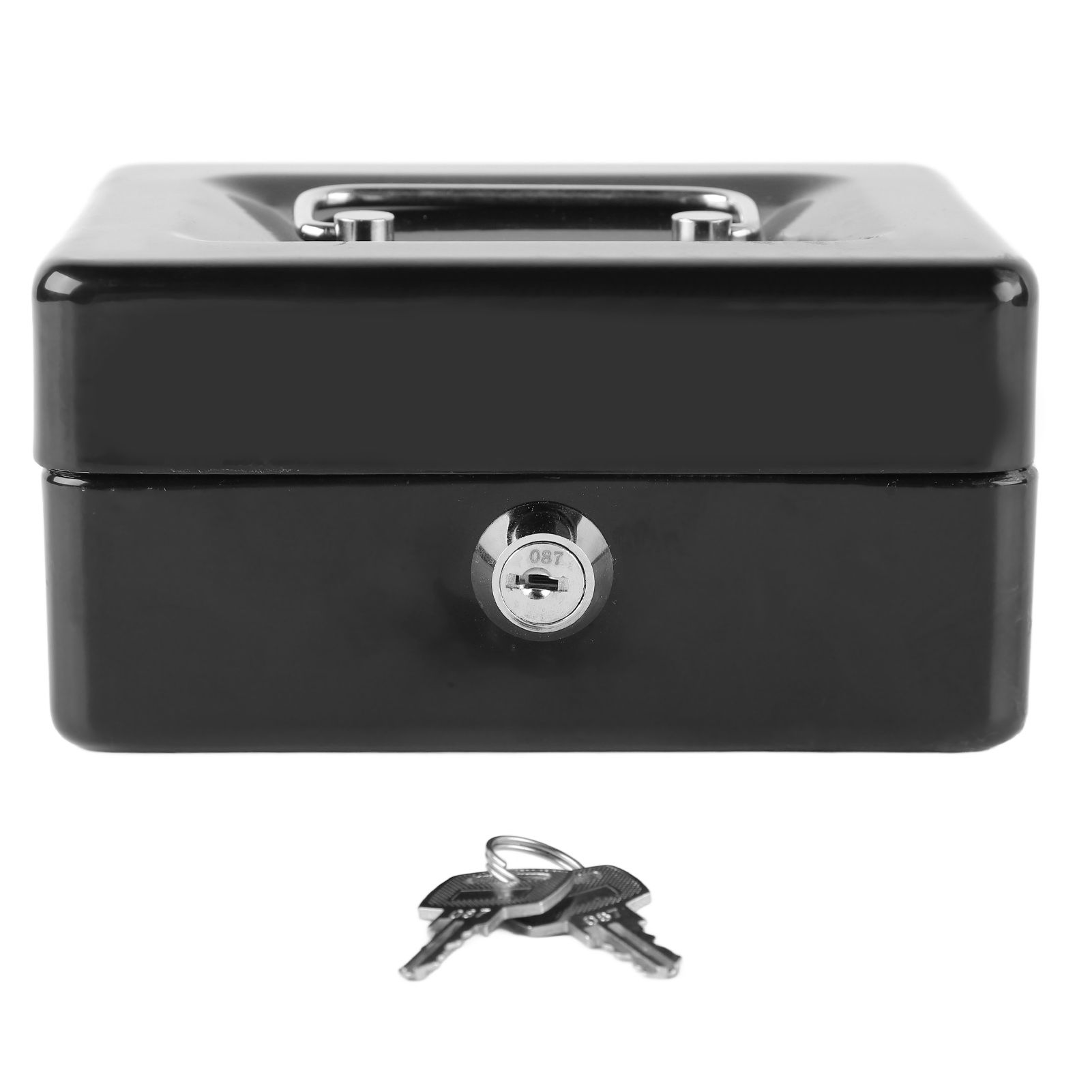 Metal Cash Box with Lock Safety Portable Small Metal Storage Box with 2 Keys for Money Document Home Car - Image 2