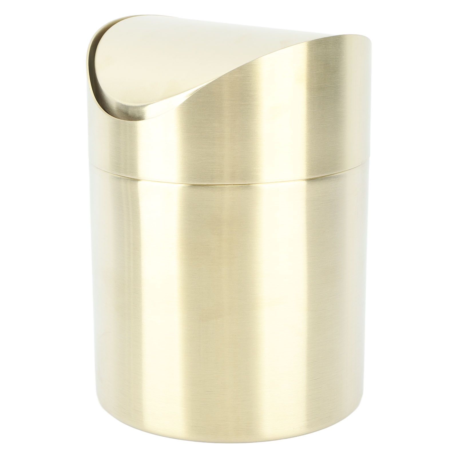 Desktop Trash Can 304 Stainless Steel Fingerprint Proof Compact Space Saving Mini Countertop Trash Can for Office Gold - Image 1