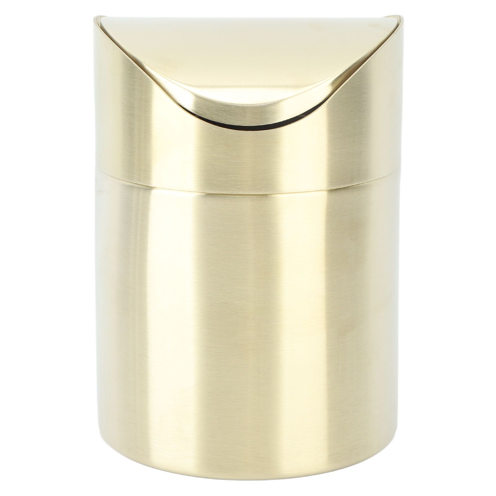 Desktop Trash Can 304 Stainless Steel Fingerprint Proof Compact Space Saving Mini Countertop Trash Can for Office Gold - Image 2