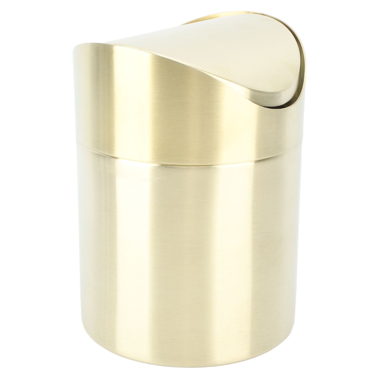 Desktop Trash Can 304 Stainless Steel Fingerprint Proof Compact Space Saving Mini Countertop Trash Can for Office Gold - Image 3