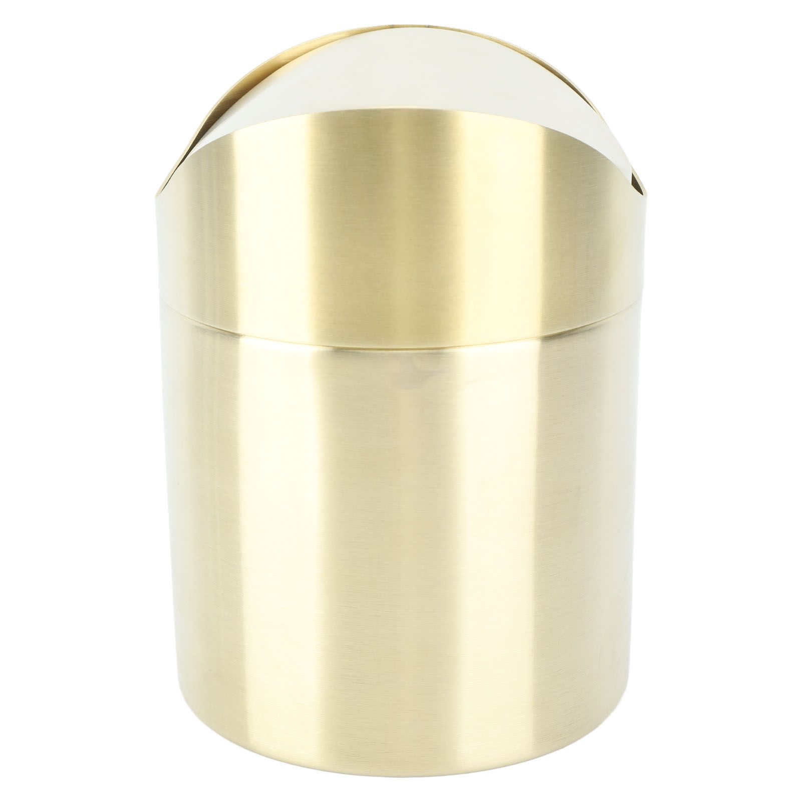 Desktop Trash Can 304 Stainless Steel Fingerprint Proof Compact Space Saving Mini Countertop Trash Can for Office Gold - Image 4