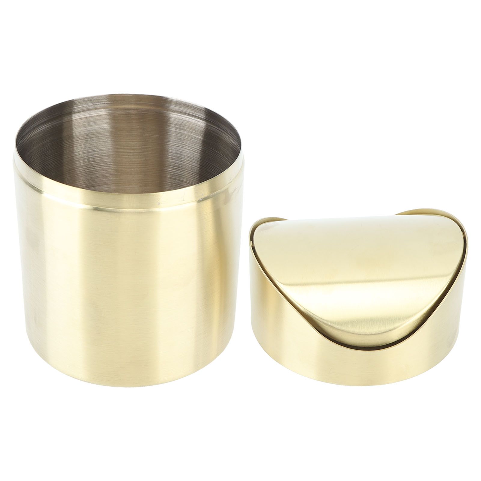 Desktop Trash Can 304 Stainless Steel Fingerprint Proof Compact Space Saving Mini Countertop Trash Can for Office Gold - Image 5