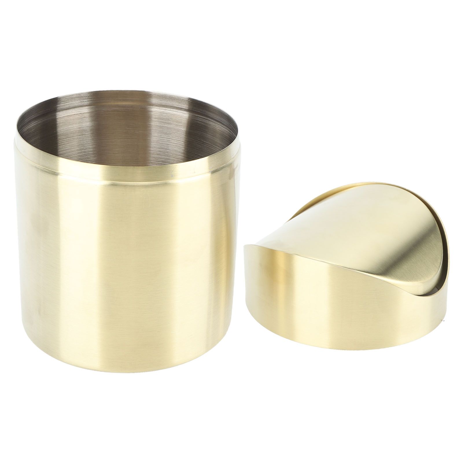 Desktop Trash Can 304 Stainless Steel Fingerprint Proof Compact Space Saving Mini Countertop Trash Can for Office Gold - Image 7
