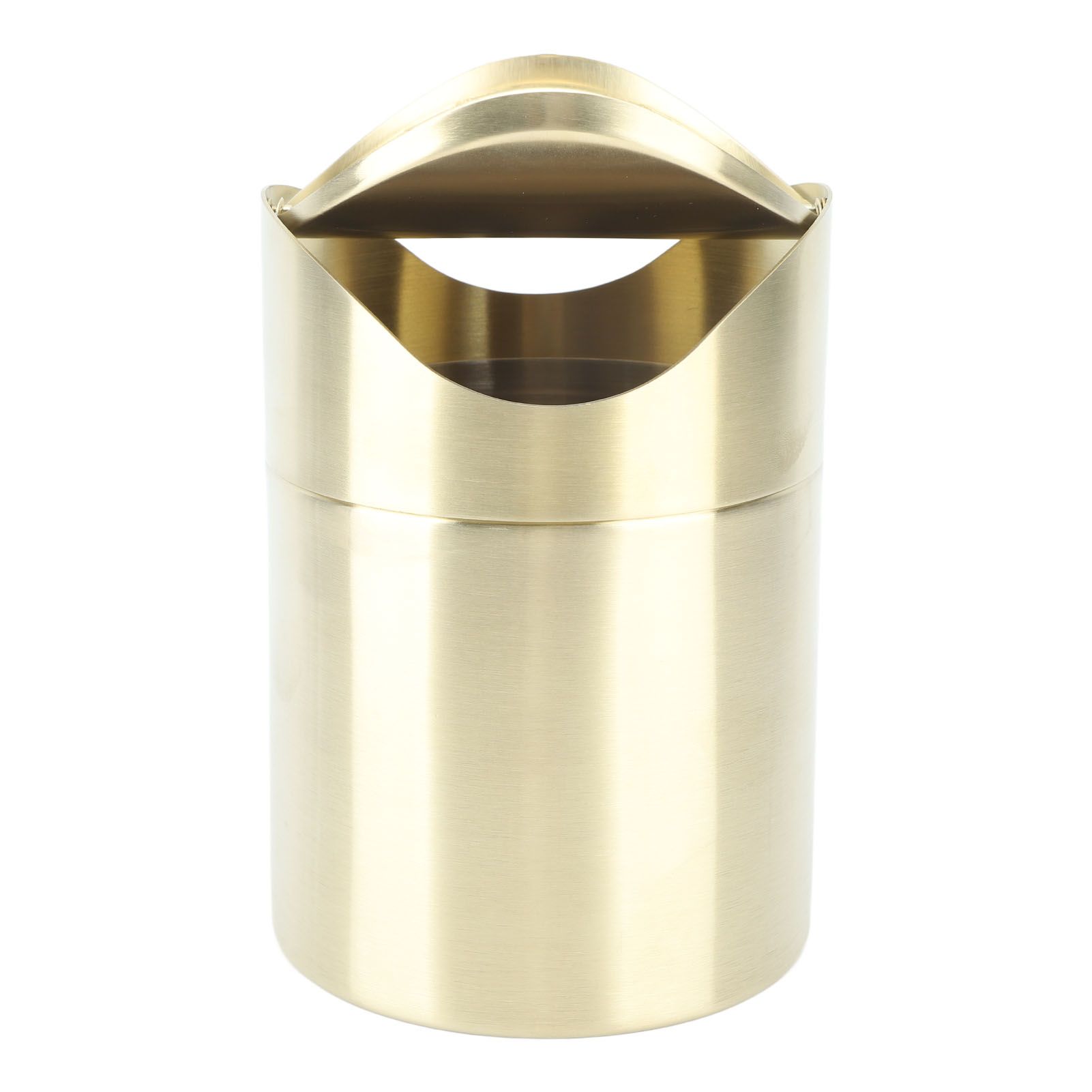 Desktop Trash Can 304 Stainless Steel Fingerprint Proof Compact Space Saving Mini Countertop Trash Can for Office Gold - Image 8