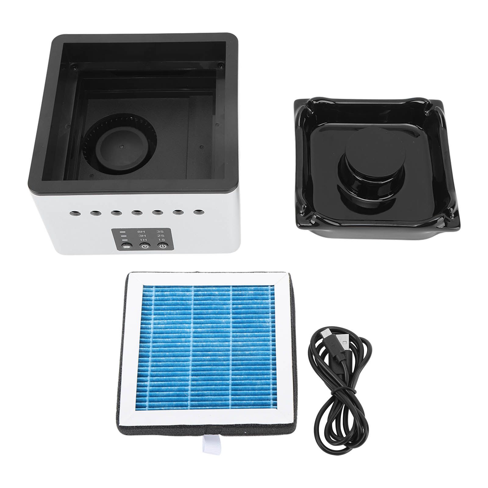 Smokeless Ashtray Air Purifier Function Negative Ion USB Charge 8000mAh Battery Smoke Grabber for Family Office Bar Black - Image 1