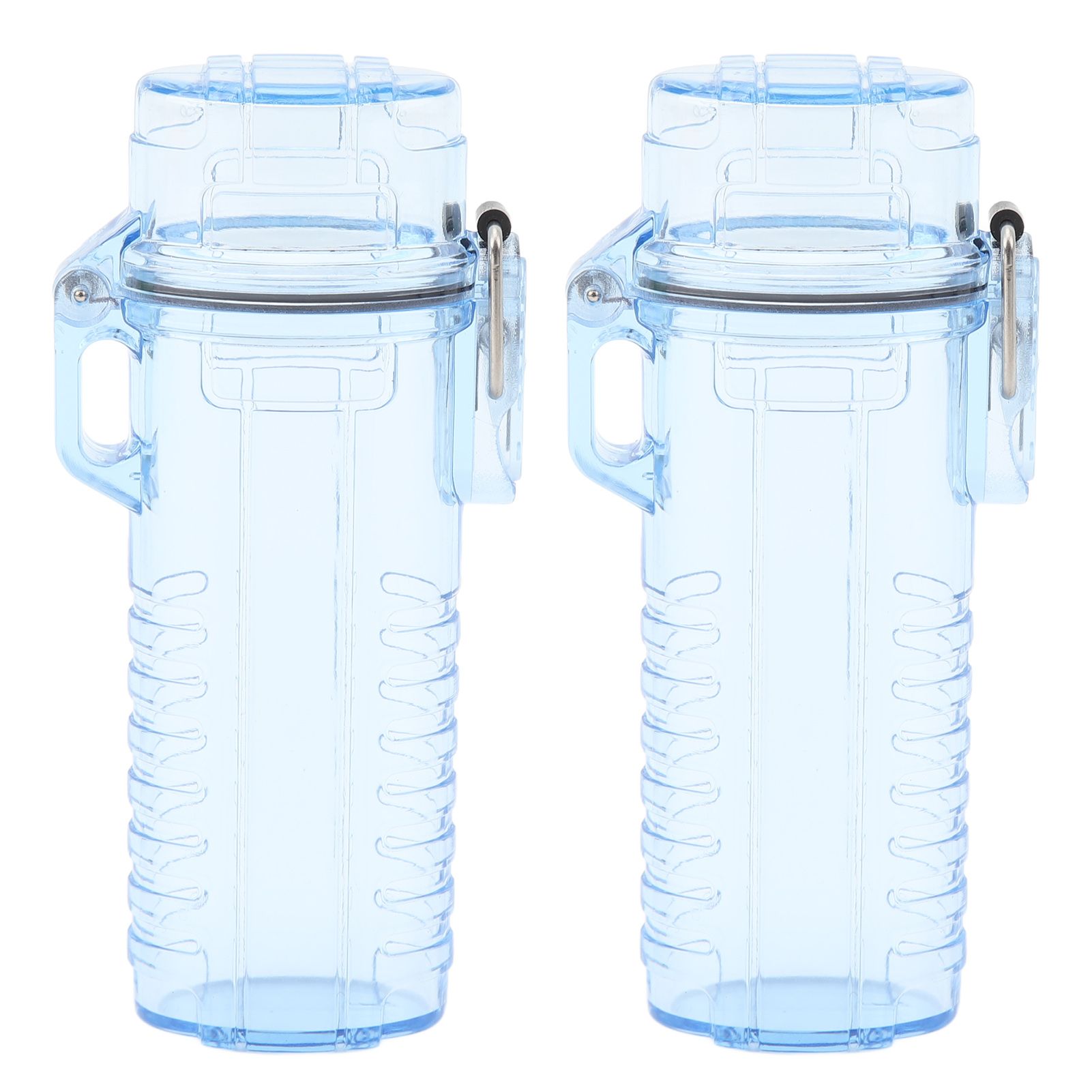 2Pcs Lighter Case Waterproof Lighter Storage Container Plastic for Outdoor Camping Hiking Transparent Blue - Image 1