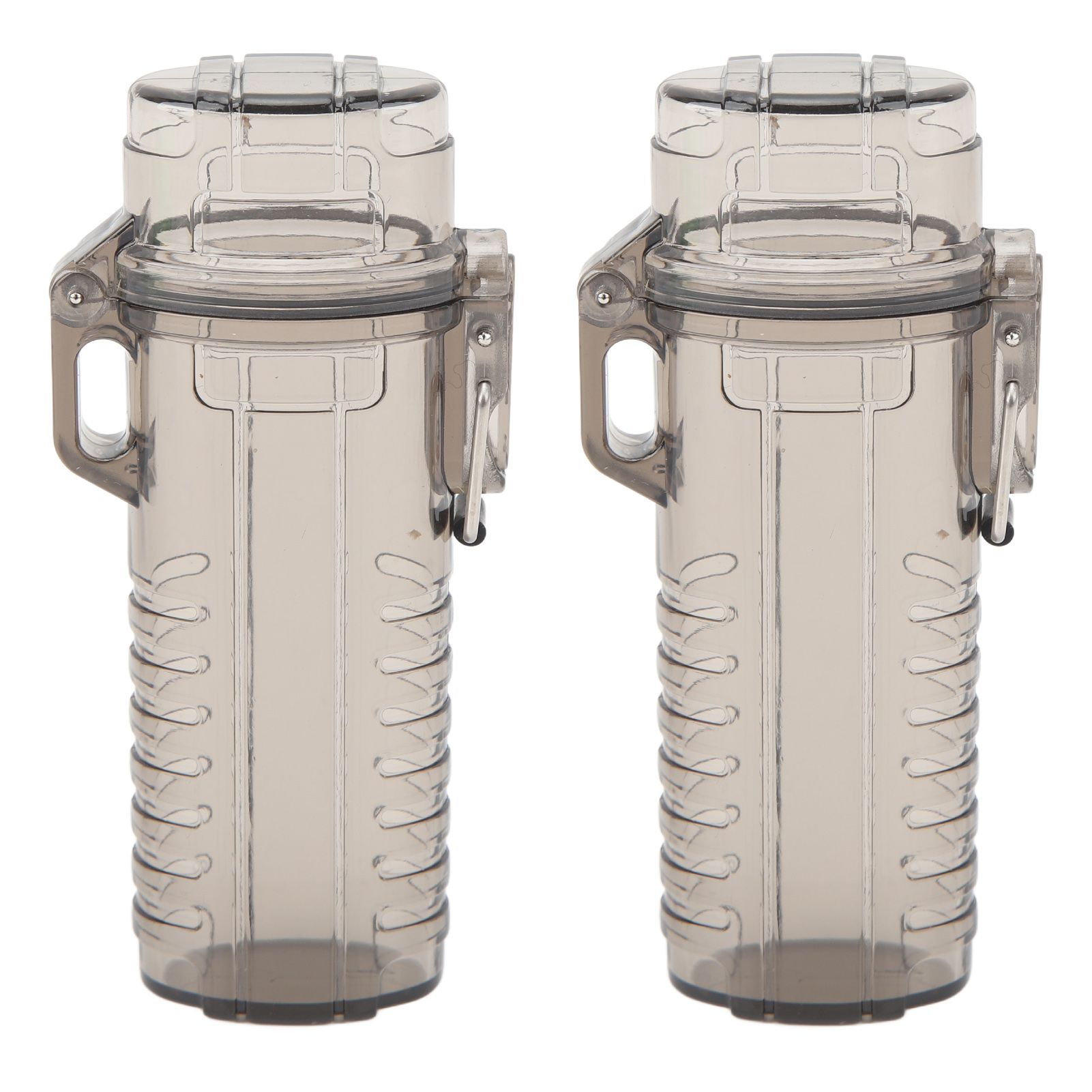 2Pcs Lighter Case Waterproof Lighter Storage Container Plastic for Outdoor Camping Hiking Transparent Black - Image 1
