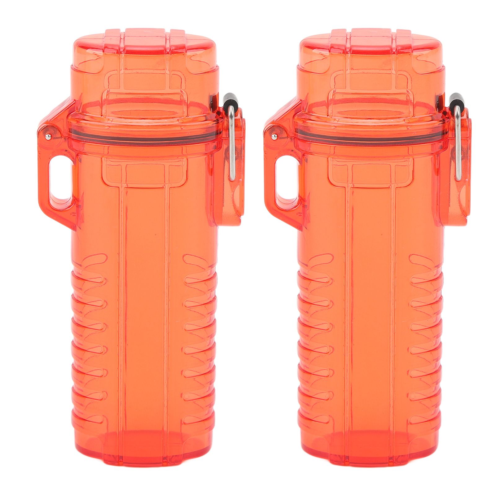 2Pcs Lighter Case Waterproof Lighter Storage Container Plastic for Outdoor Camping Hiking Transparent Red - Image 1