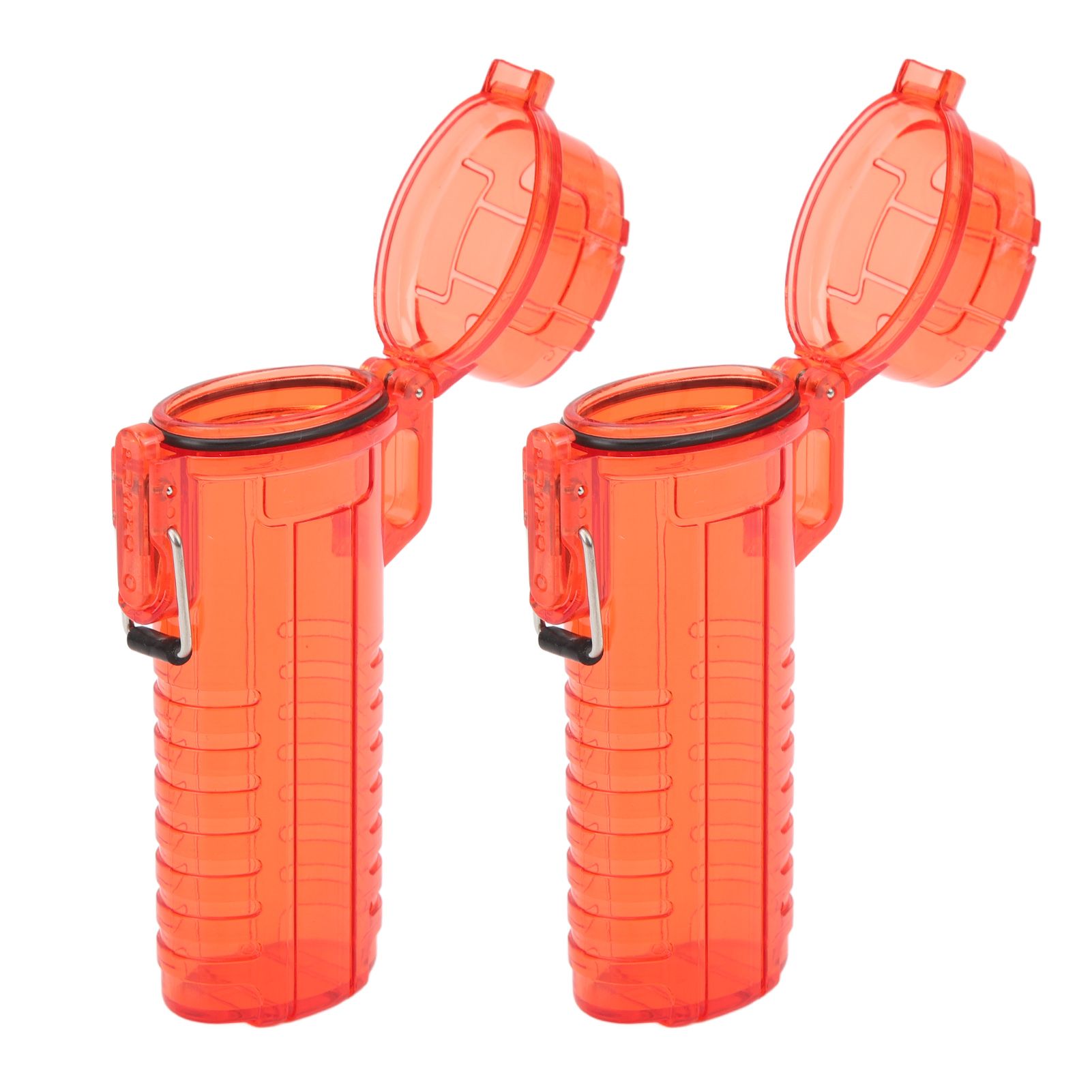 2Pcs Lighter Case Waterproof Lighter Storage Container Plastic for Outdoor Camping Hiking Transparent Red - Image 2