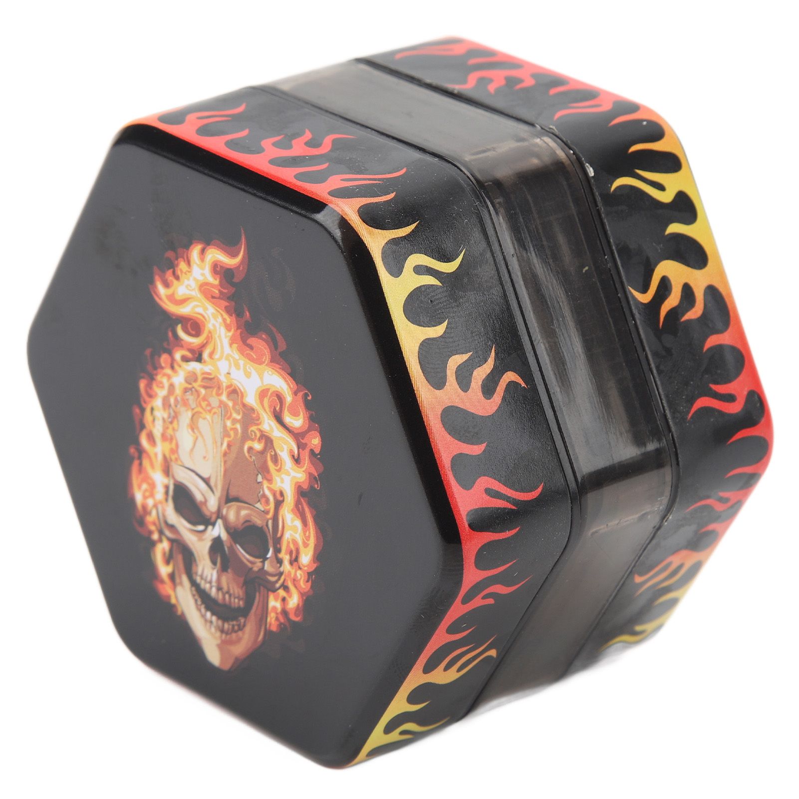 Herb Grinder Hex Shape 50mm 3 Layers Spice Mill Zinc Alloy Manual Tobacco Cigarette Crusher Flame Skull - Image 5