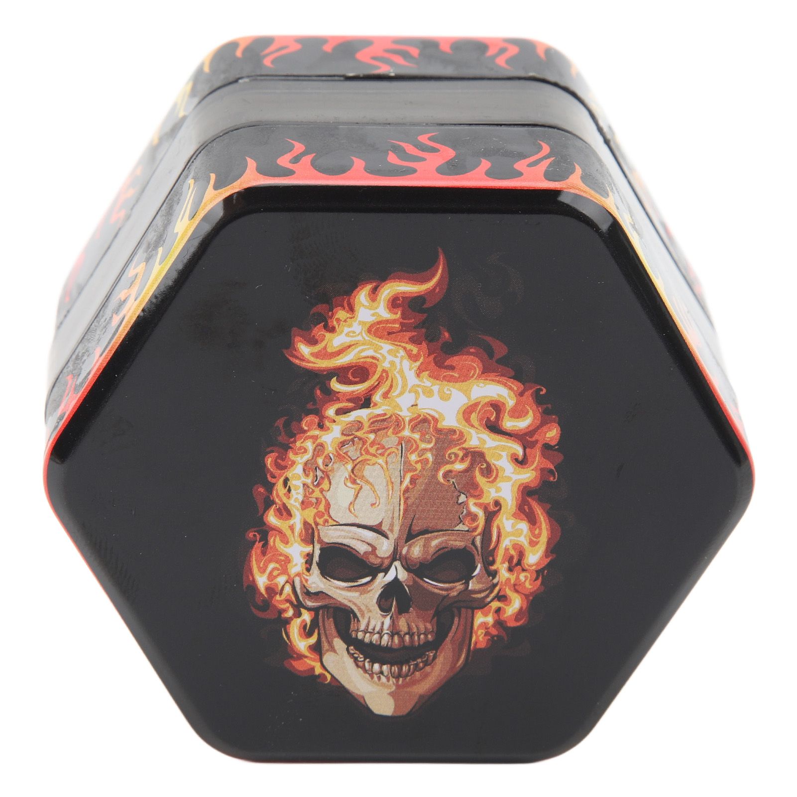 Herb Grinder Hex Shape 50mm 3 Layers Spice Mill Zinc Alloy Manual Tobacco Cigarette Crusher Flame Skull - Image 6