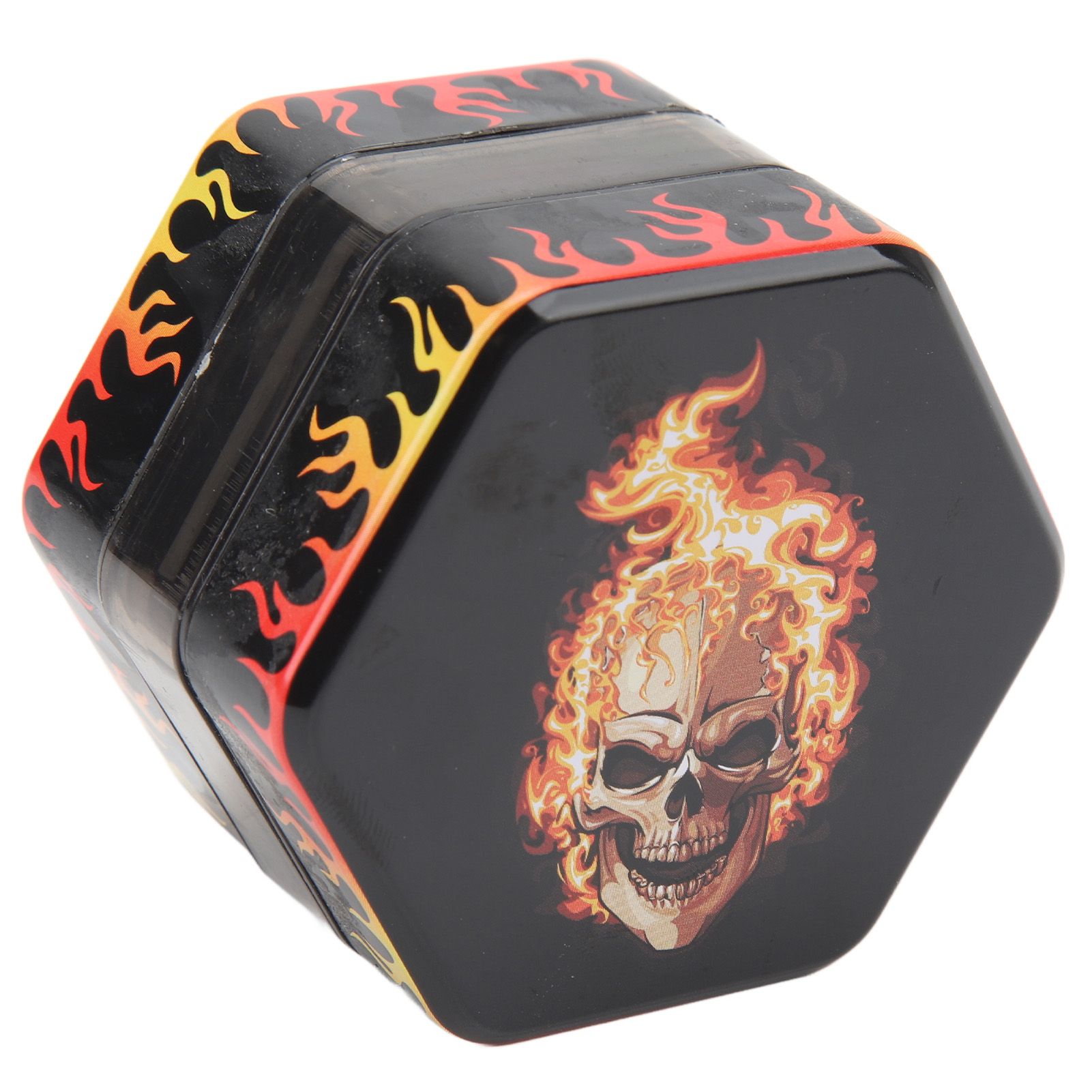 Herb Grinder Hex Shape 50mm 3 Layers Spice Mill Zinc Alloy Manual Tobacco Cigarette Crusher Flame Skull - Image 7