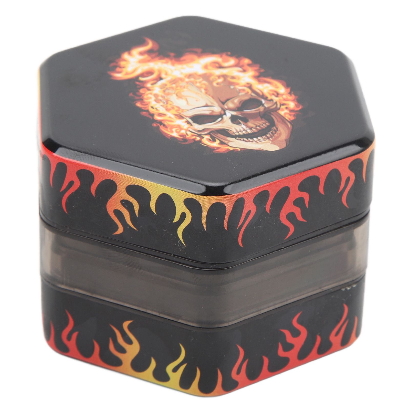 Herb Grinder Hex Shape 50mm 3 Layers Spice Mill Zinc Alloy Manual Tobacco Cigarette Crusher Flame Skull - Image 8