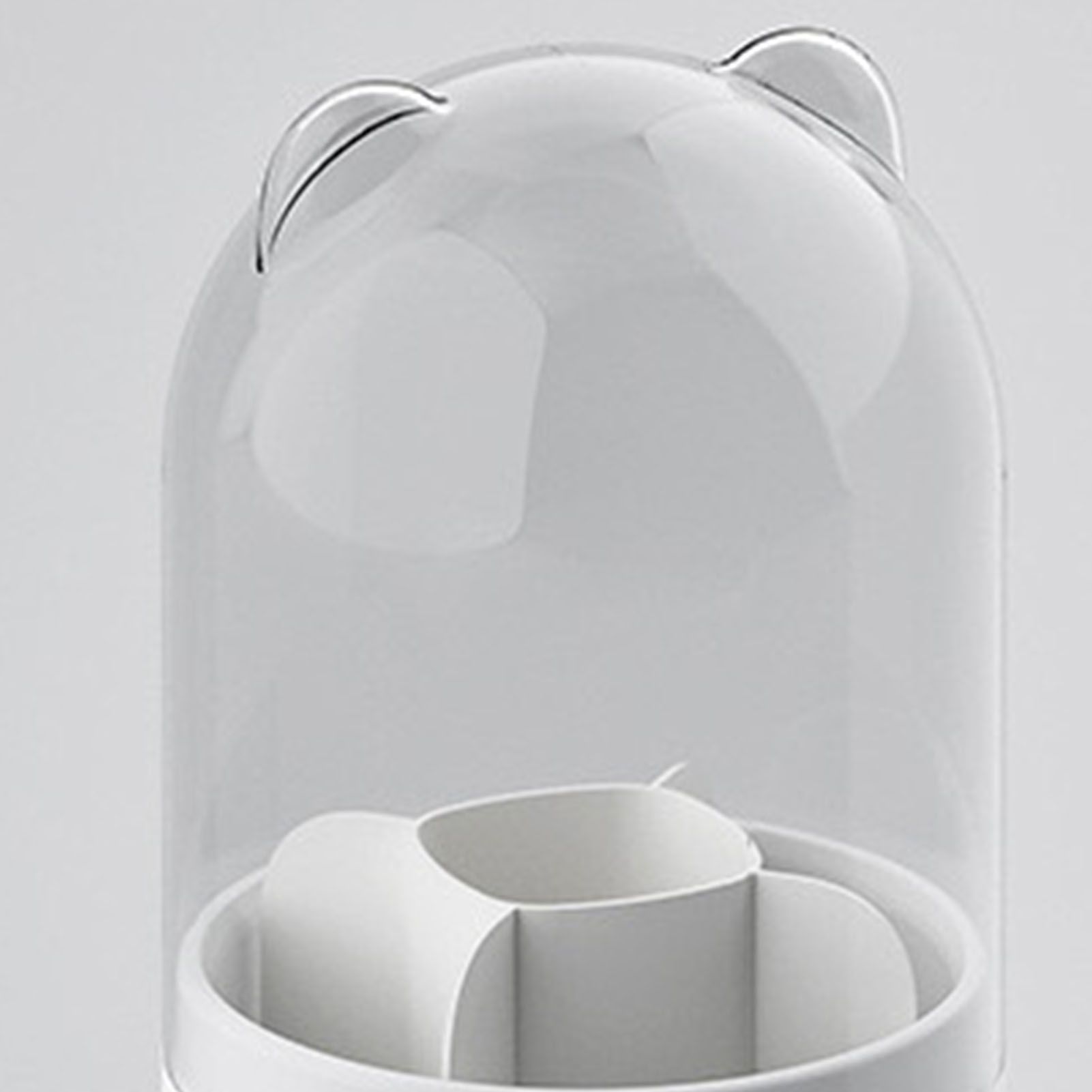 Makeup Brush Storage Container 360 Degree Rotating Dust Prevention Transparent Lid Large Capacity Makeup Brush Holder White - Image 8