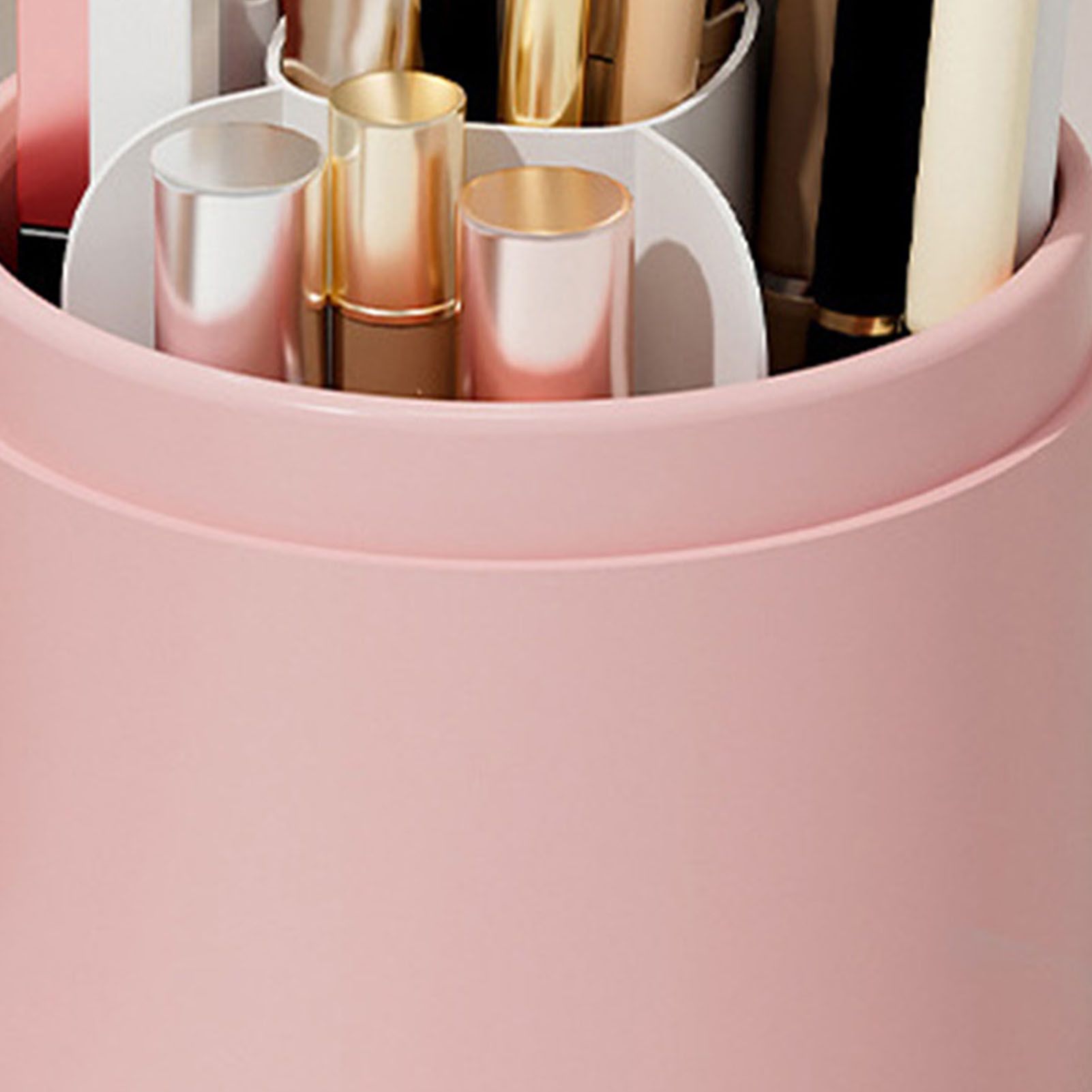Makeup Brush Storage Container 360 Degree Rotating Dust Prevention Transparent Lid Large Capacity Makeup Brush Holder Pink - Image 7