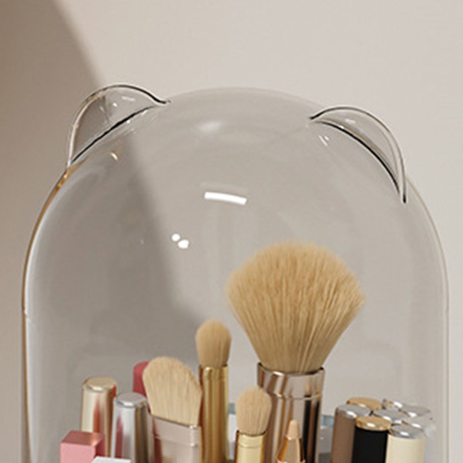 Makeup Brush Storage Container 360 Degree Rotating Dust Prevention Transparent Lid Large Capacity Makeup Brush Holder Blue - Image 7