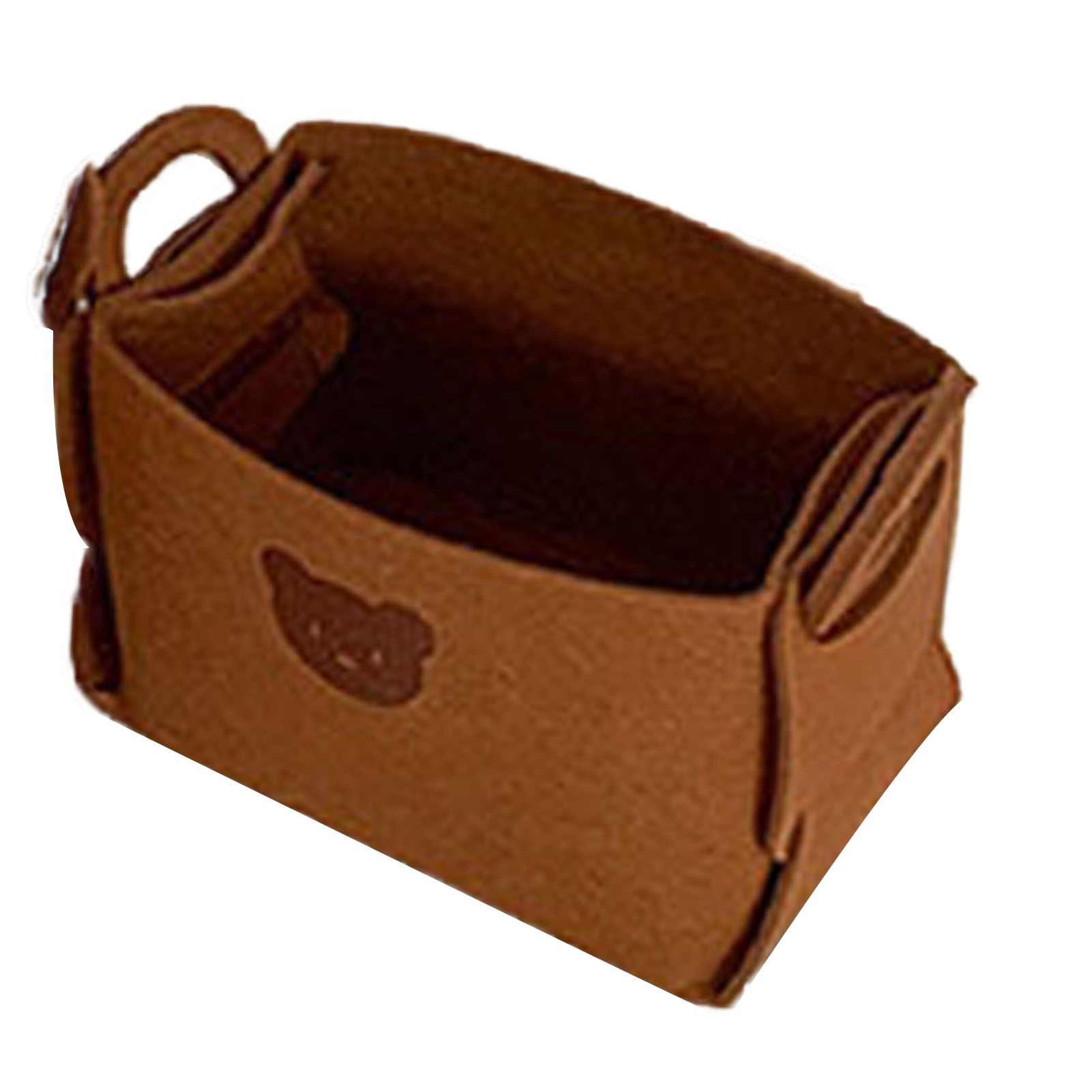 Felt Storage Basket with Handles Foldable Laundry Snacks Toys Clothes Bin for Home Desktop Bear Pattern Reddish Brown - Image 2