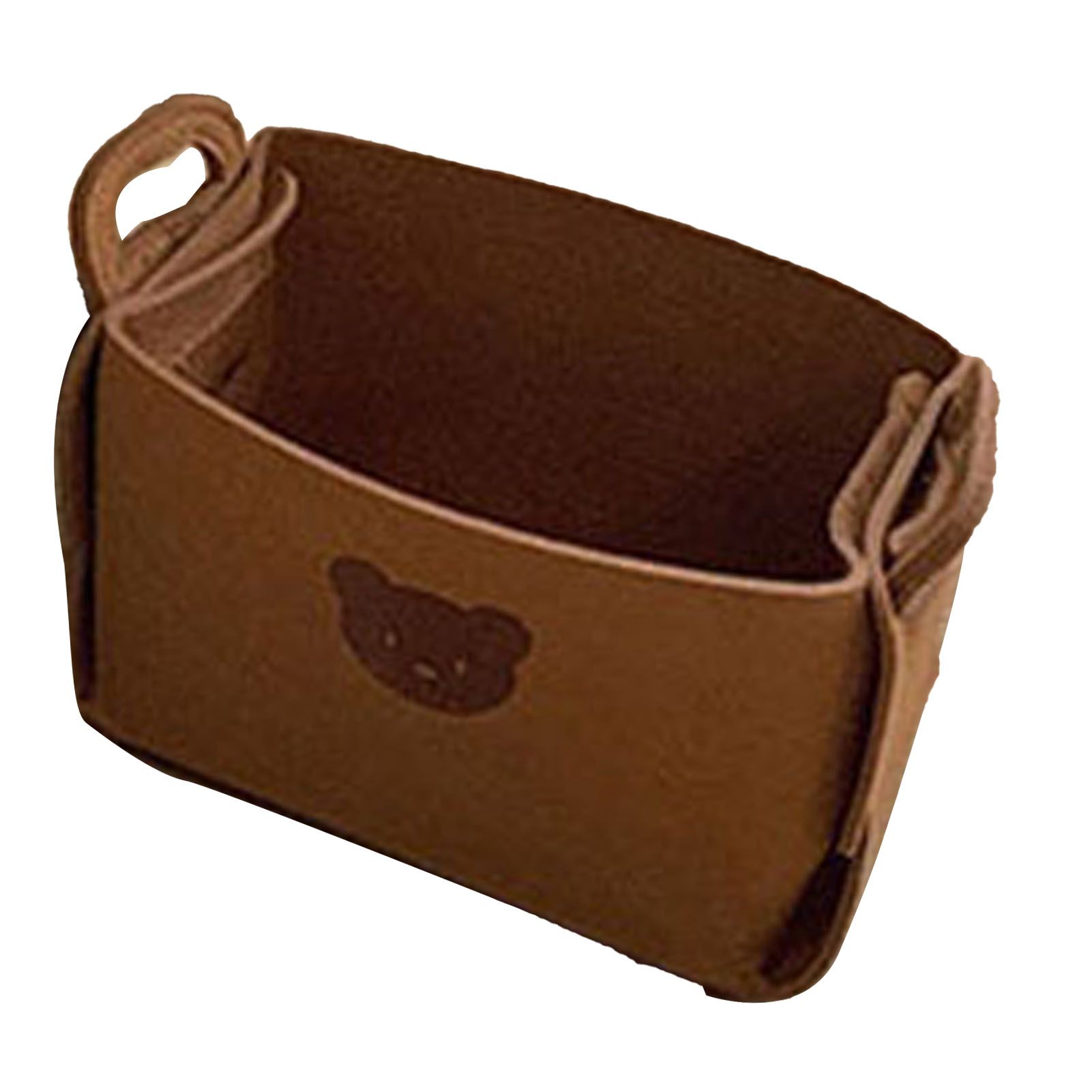 Felt Storage Basket with Handles Foldable Laundry Snacks Toys Clothes Bin for Home Desktop Bear Pattern Reddish Brown - Image 3