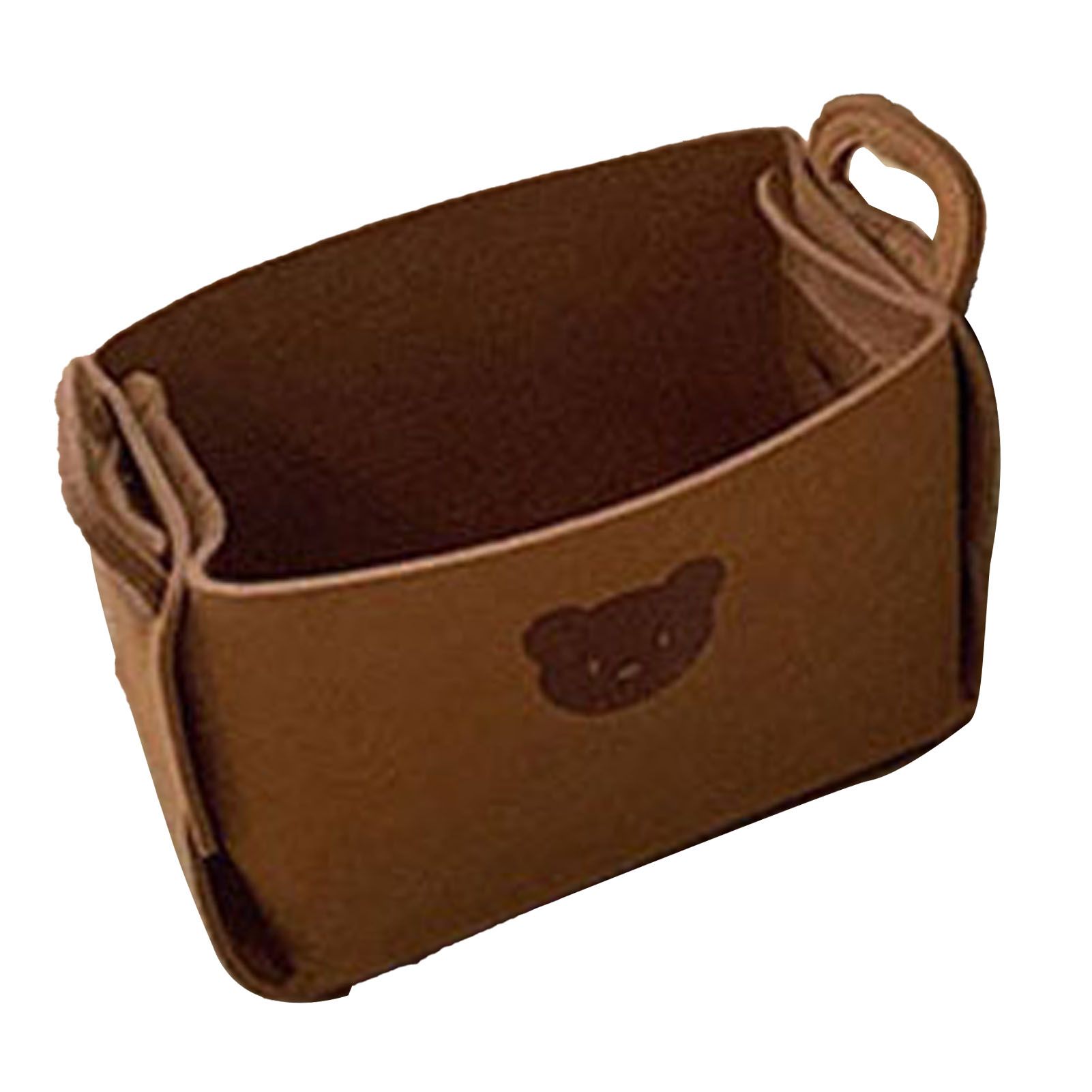 Felt Storage Basket with Handles Foldable Laundry Snacks Toys Clothes Bin for Home Desktop Bear Pattern Reddish Brown - Image 4