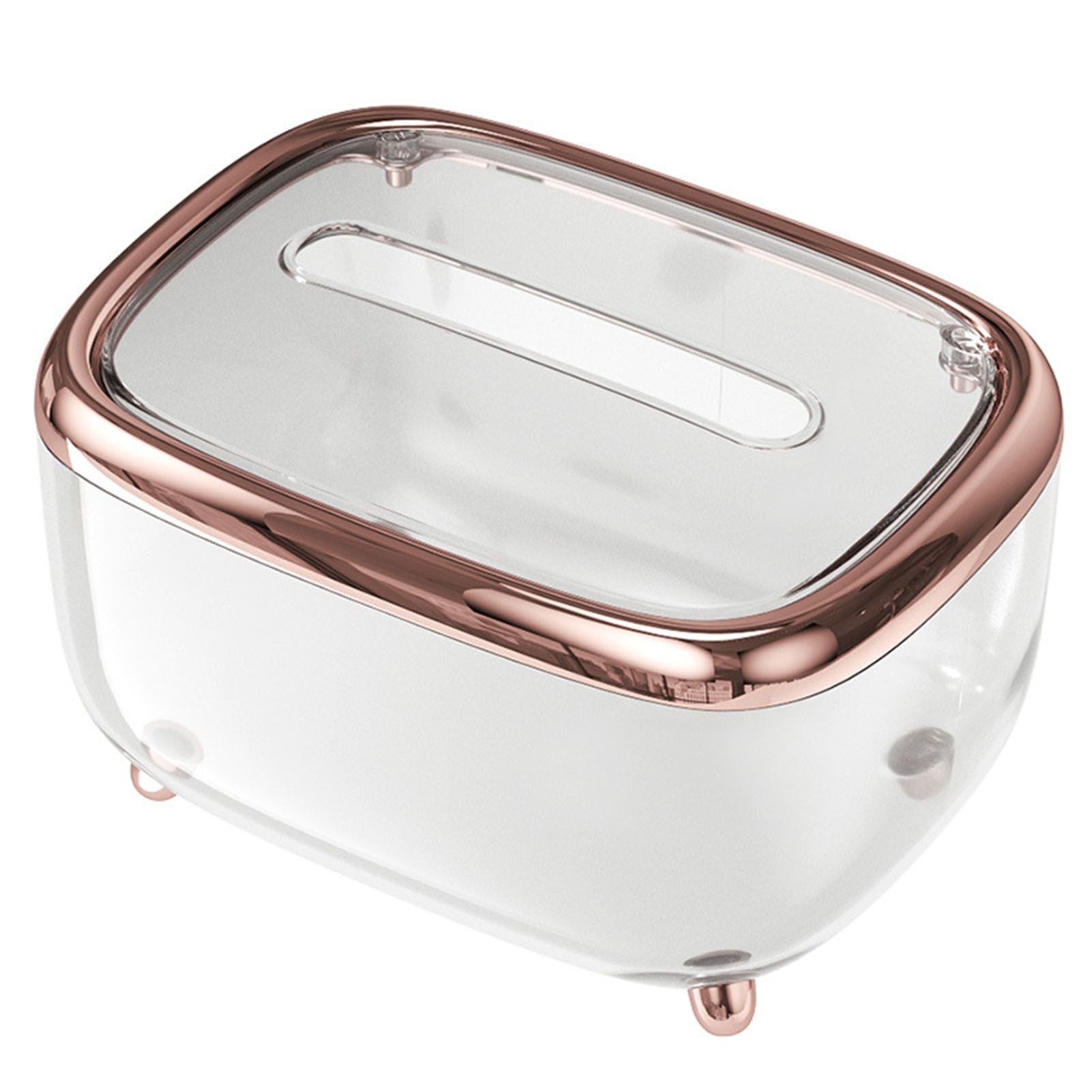 Tissue Box Transparent Napkin Box Simple Creative Storage Box Fixed Lid Paper Organizer Rose Gold - Image 1