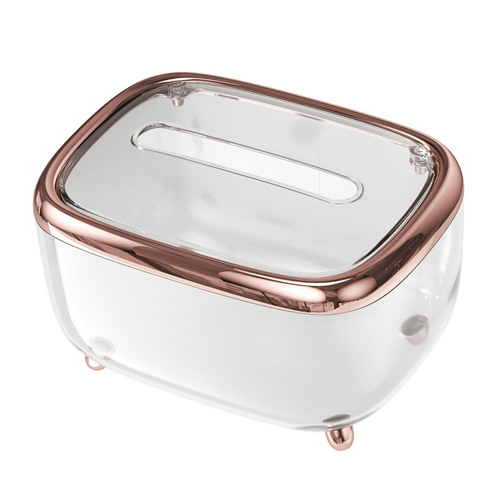 Tissue Box Transparent Napkin Box Simple Creative Storage Box Fixed Lid Paper Organizer Rose Gold - Image 2
