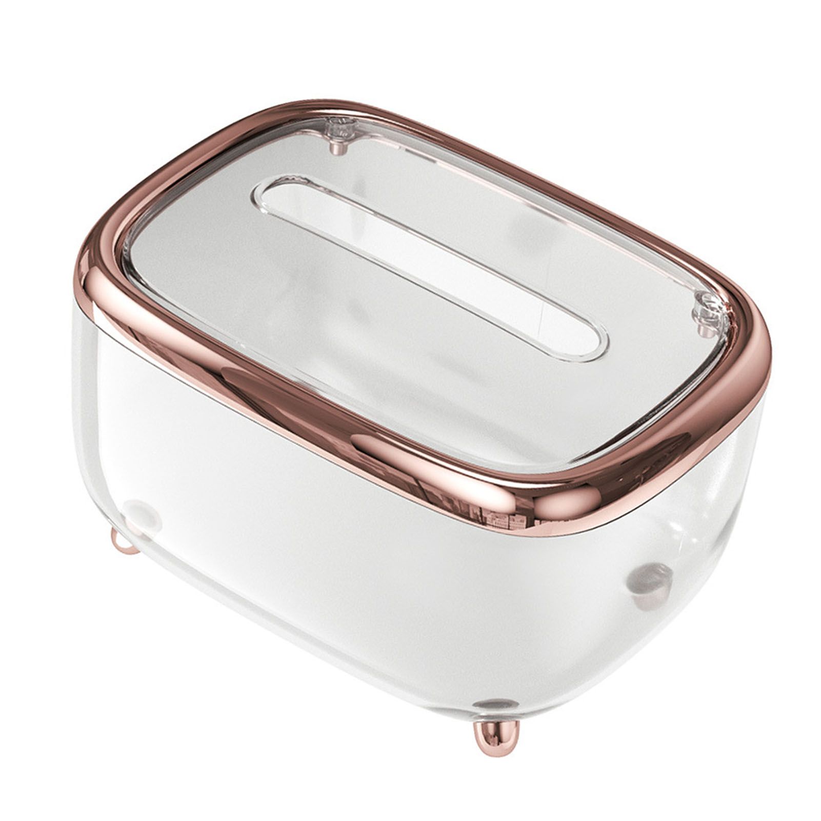 Tissue Box Transparent Napkin Box Simple Creative Storage Box Fixed Lid Paper Organizer Rose Gold - Image 3