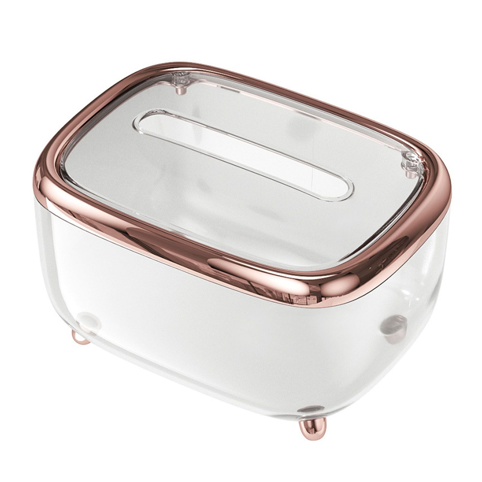 Tissue Box Transparent Napkin Box Simple Creative Storage Box Fixed Lid Paper Organizer Rose Gold - Image 4
