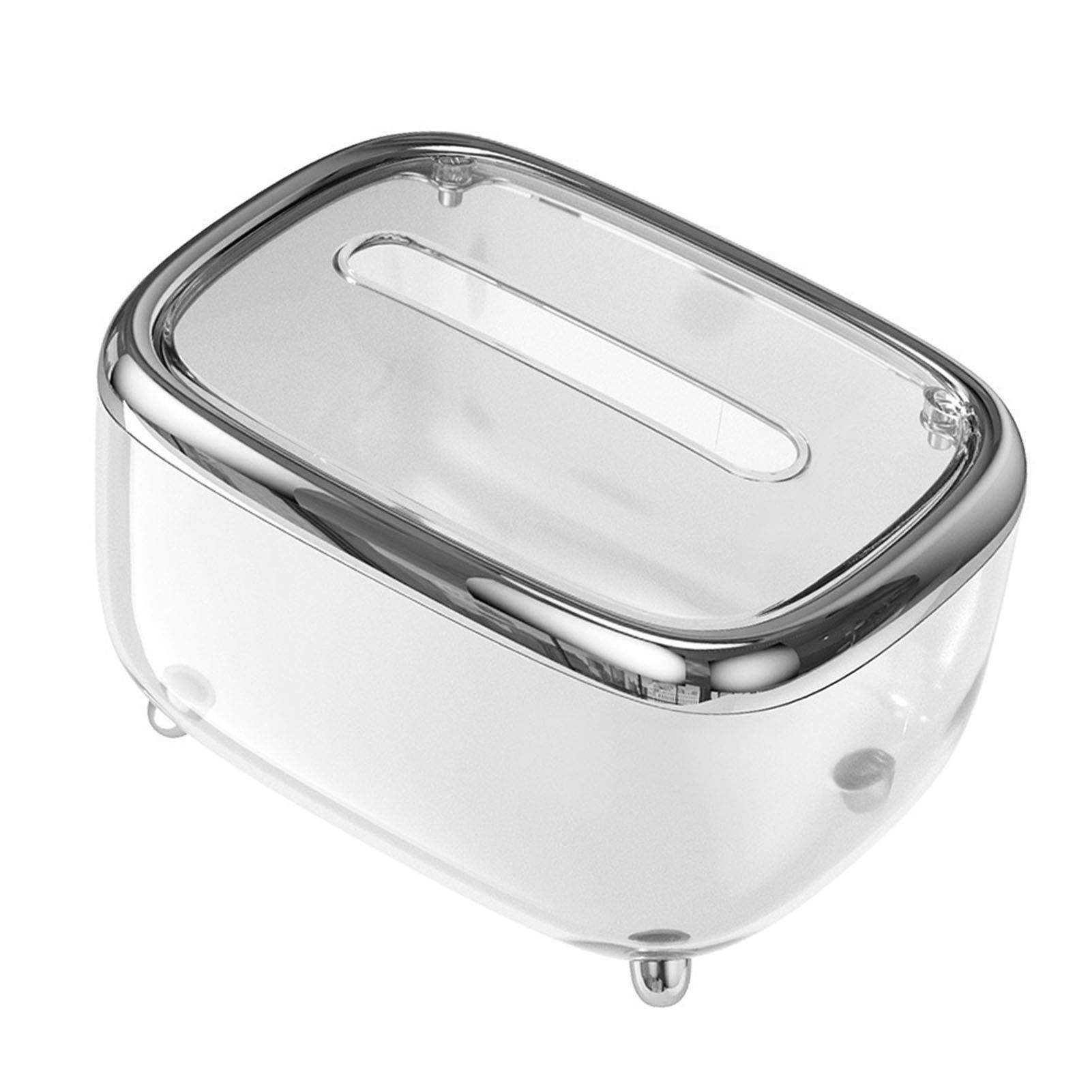Tissue Box Transparent Napkin Box Simple Creative Storage Box Fixed Lid Paper Organizer Sliver - Image 3