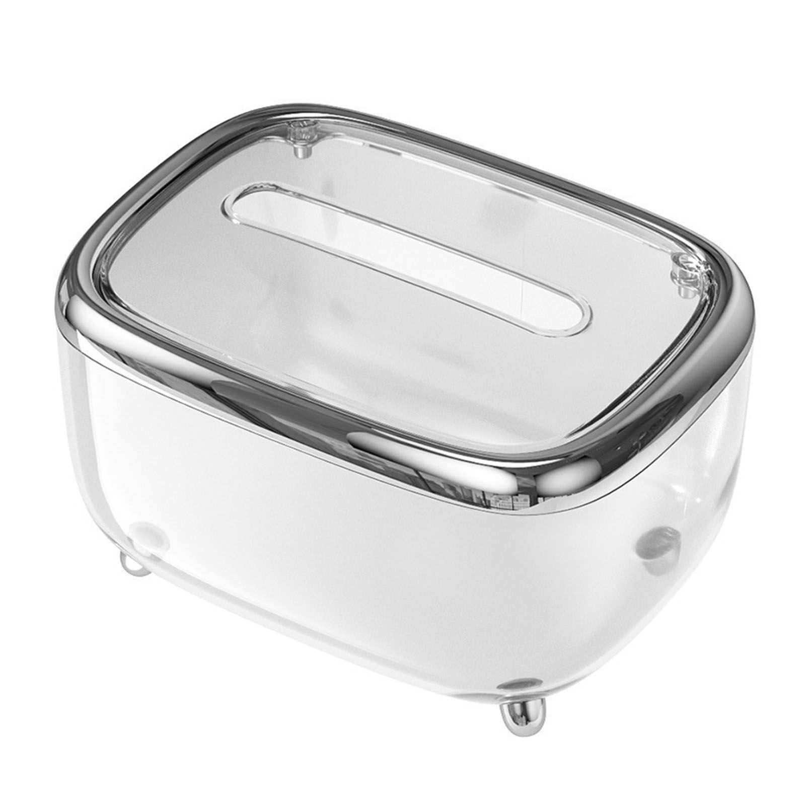 Tissue Box Transparent Napkin Box Simple Creative Storage Box Fixed Lid Paper Organizer Sliver - Image 4