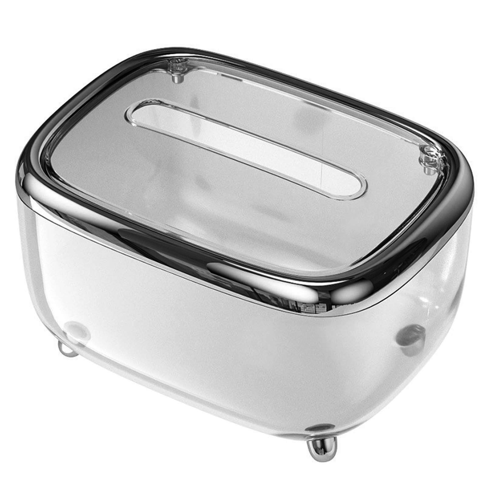 Tissue Box Transparent Napkin Box Simple Creative Storage Box Fixed Lid Paper Organizer Black - Image 1