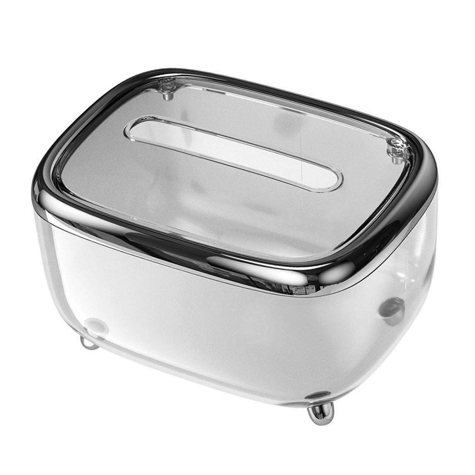 Tissue Box Transparent Napkin Box Simple Creative Storage Box Fixed Lid Paper Organizer Black - Image 2