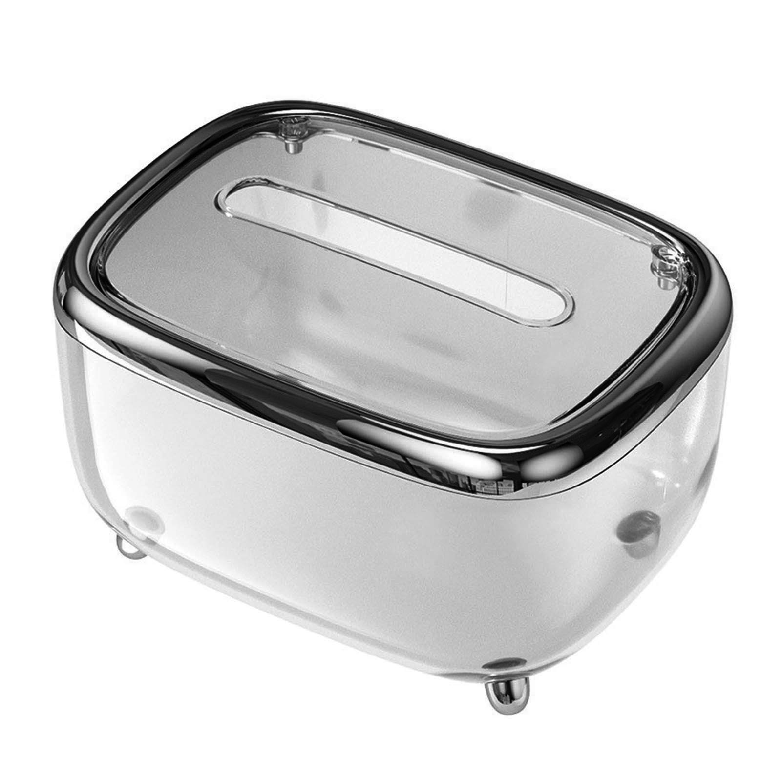 Tissue Box Transparent Napkin Box Simple Creative Storage Box Fixed Lid Paper Organizer Black - Image 4